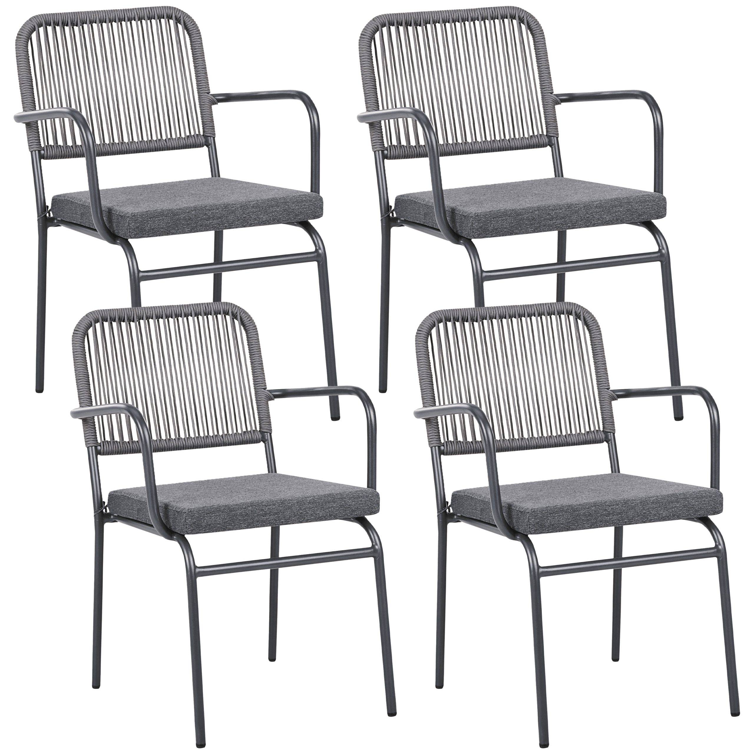 Puutarhatuolisetti pehmusteilla 4 kpl TACENO metalli Harmaa