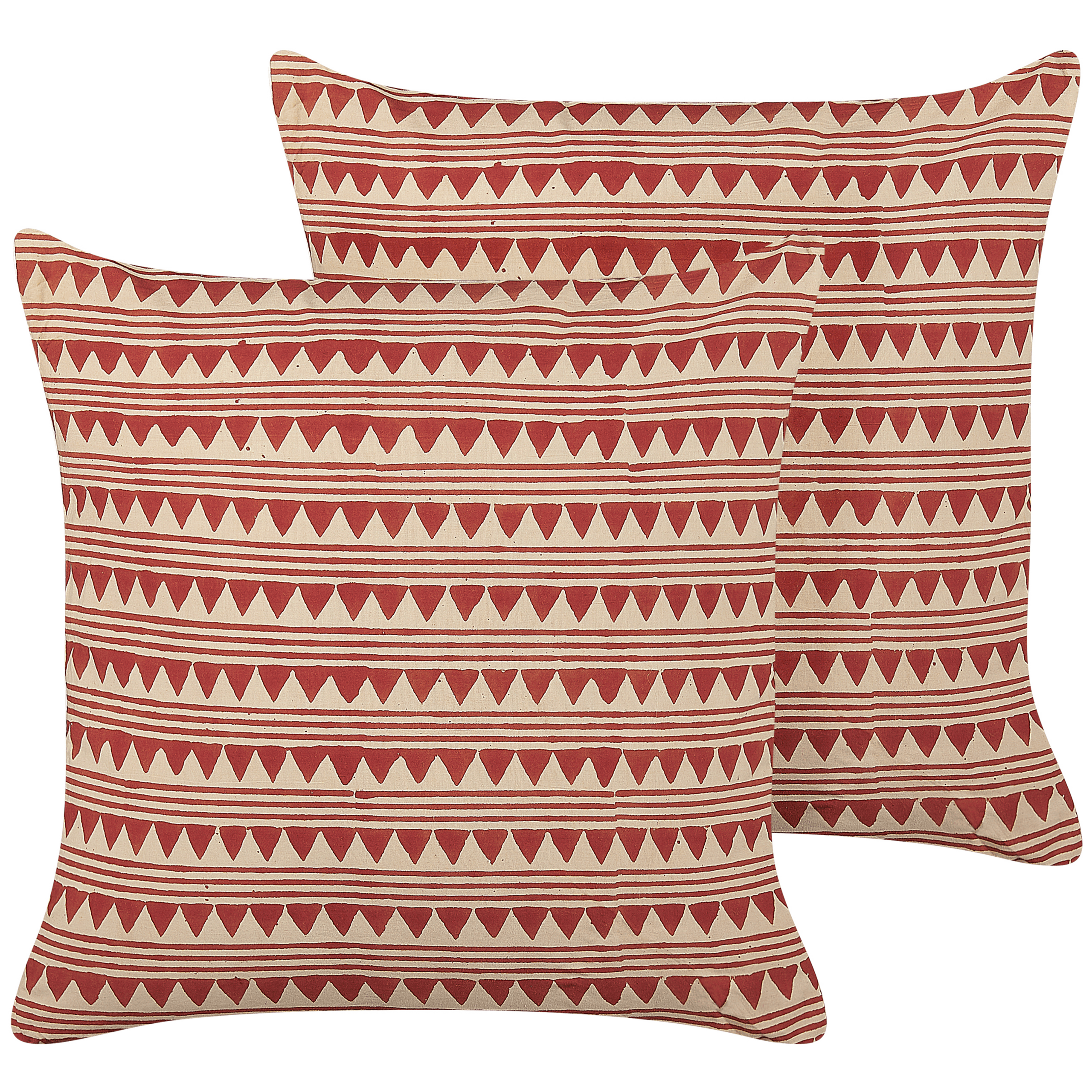 Koristetyynysetti 2 kpl DEGLUPTA puuvilla 45 x 45 cm Punainen Siksak-kuvio