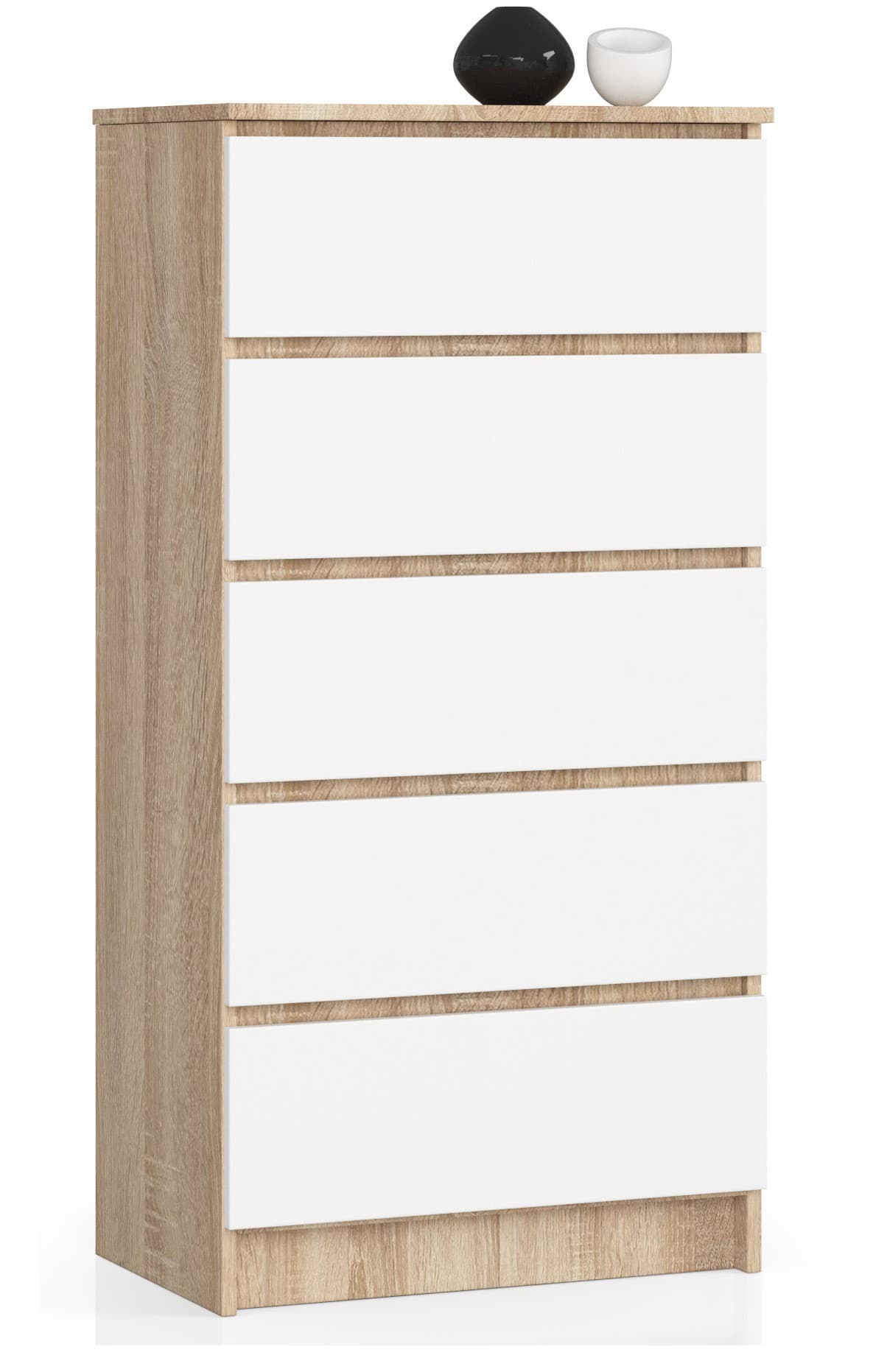 Akord Lipasto 5 Laatikoa Sonoma-tammi/Valkoinen 60x40x121 – Akord