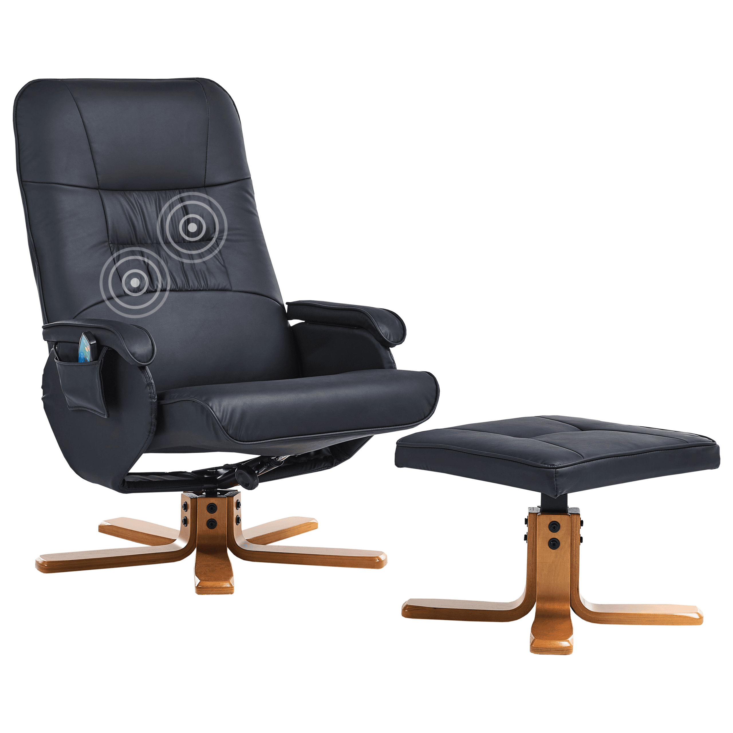 Hierontatuoli RELAXPRO ja rahi keinonahka Musta