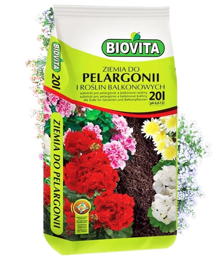 Maaperä pelargonioille ja parvekekasveille 20L – BIOVITA