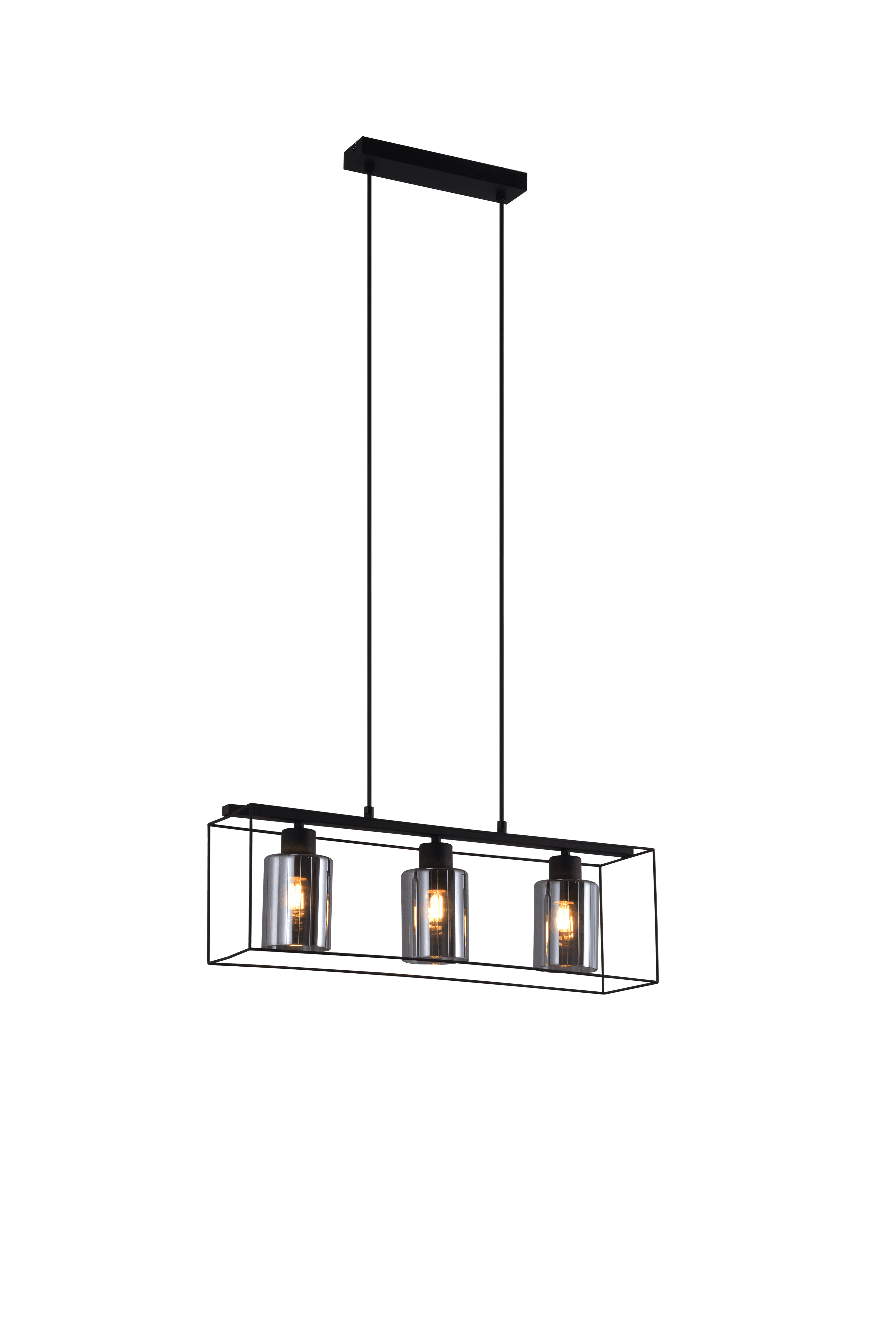 NETTLIFE musta riippuvalaisin, 3 vintage - lasiliekkiä, E27, korkeussäädettävä riippuvalaisin – Nettlife