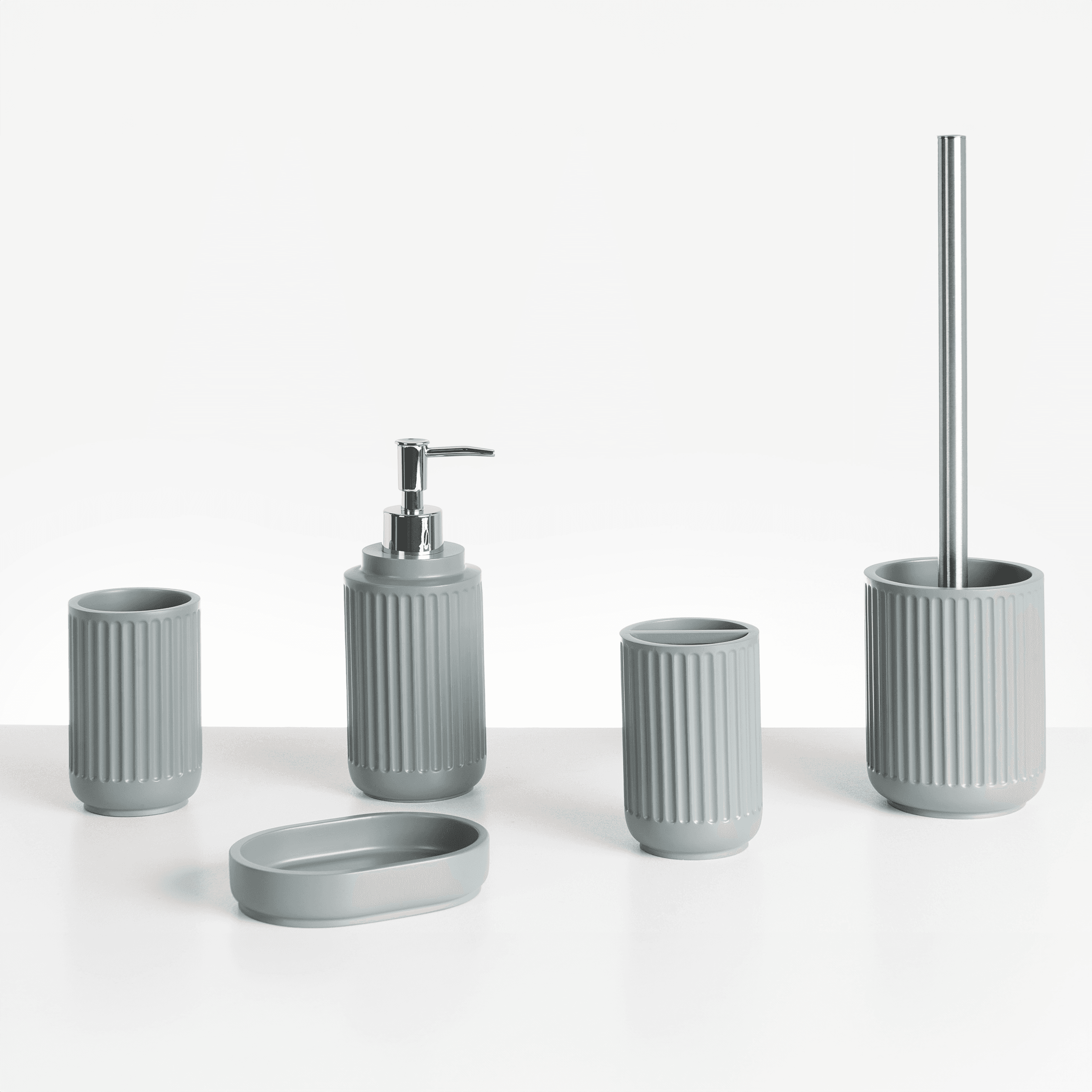 Kylpyhuonesetti 5 osaa HUARMEY Vaaleanharmaa