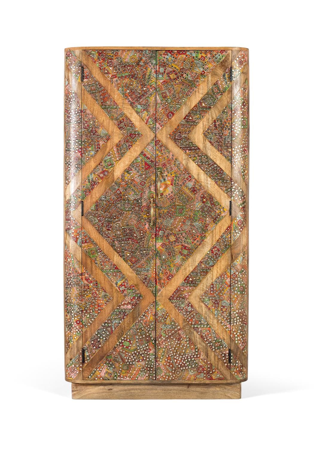 Massiivimangopuusta valmistettu vaatekaappi kahdella ovella, 170 cm