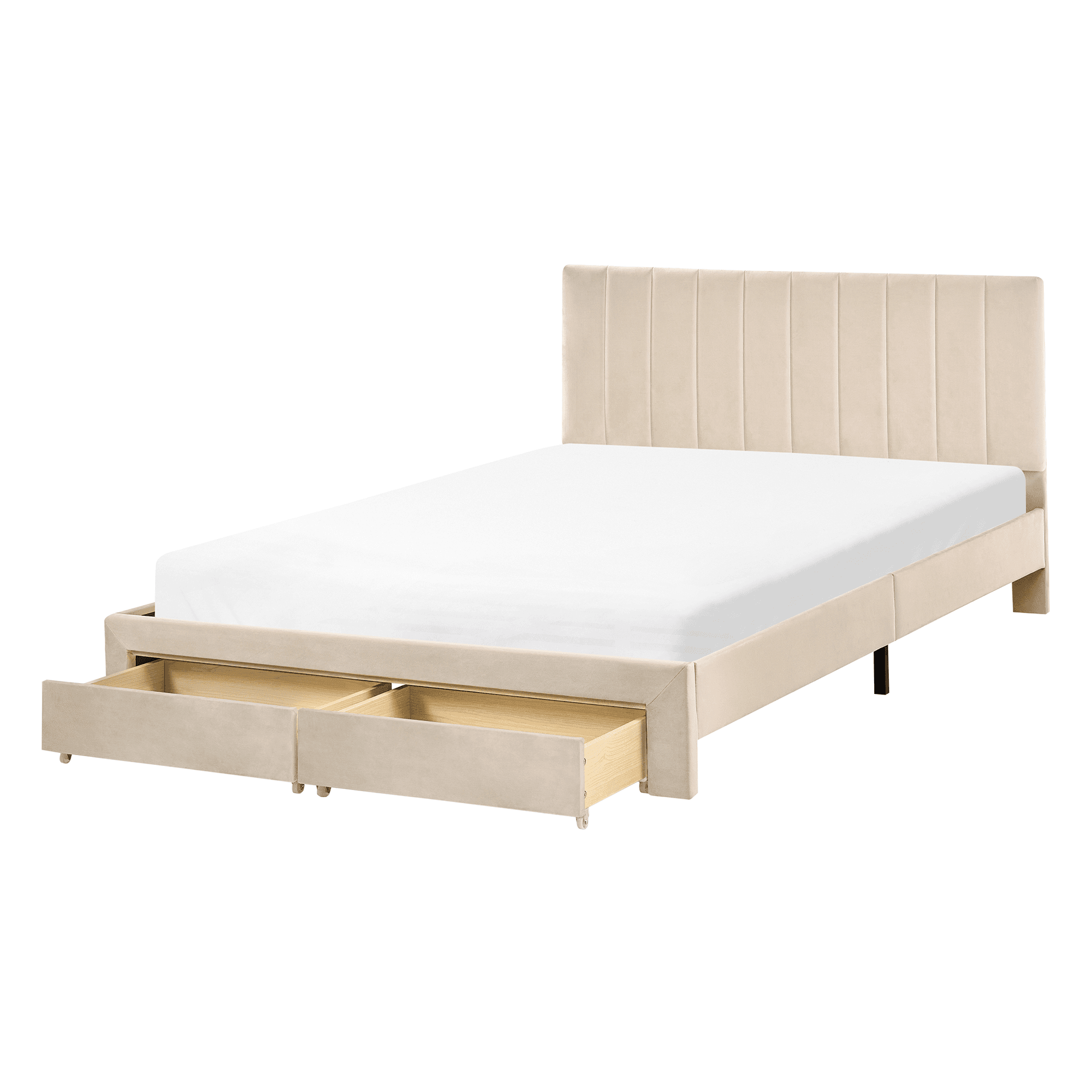 Sänky säilytyslaatikoilla sametti LONZAC 140 x 200 cm Beige