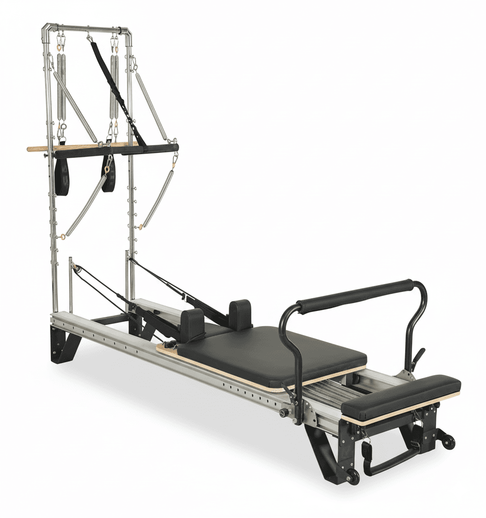 Cuore Pilates -reformer alumiinitornilla: säädettävä vastus, kevyt ja helppo kuljettaa – Cuore Pilates