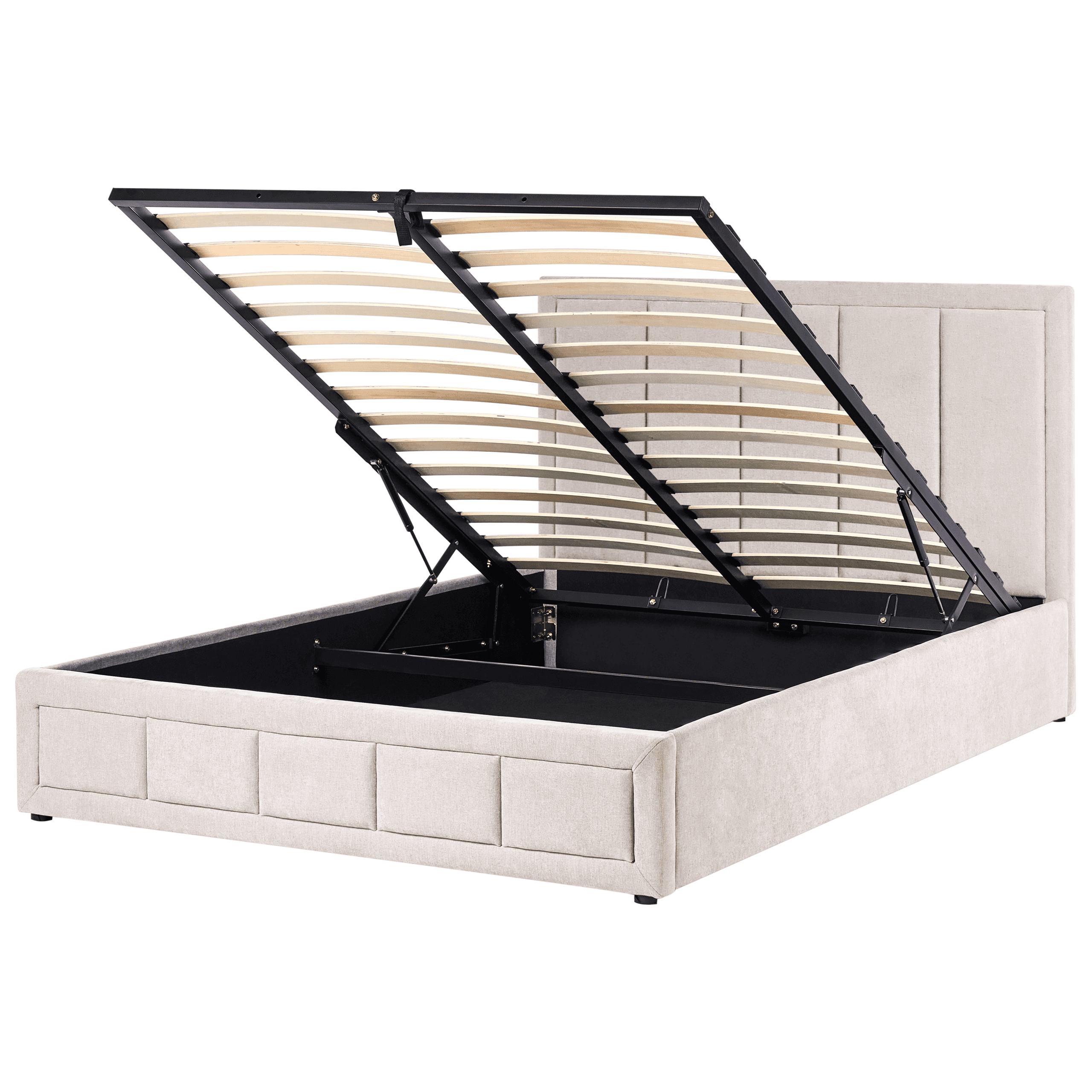 Sänky säilytystilalla kangas QUIBERON 160 x 200 cm Beige – Beliani