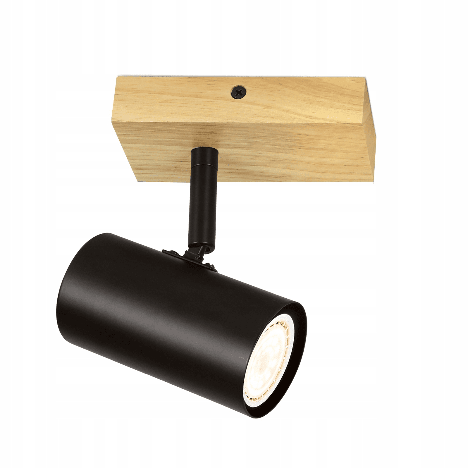 NETTLIFE 1- liekkinen Kattovalaisin, Puu - Musta Käytäväkattovalaisin, Metallinen, Retro, GU10, 350°KääntyväKattonuppi, max. 40W – Nettlife