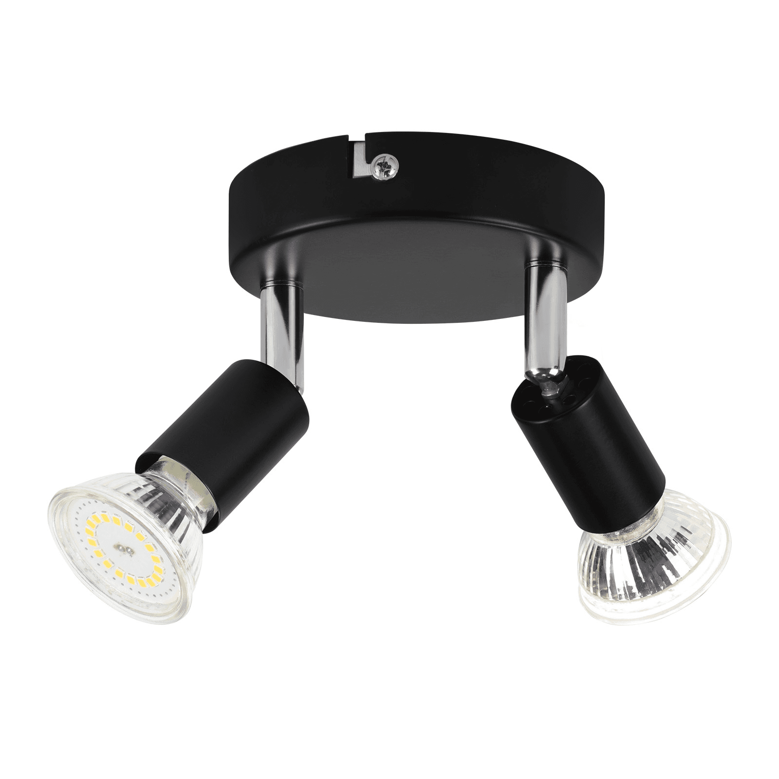 NETTLIFE musta LED - kattospottivalaisin 2 säädettävällä lampulla 350° GU10 teollisuuskäyttöön