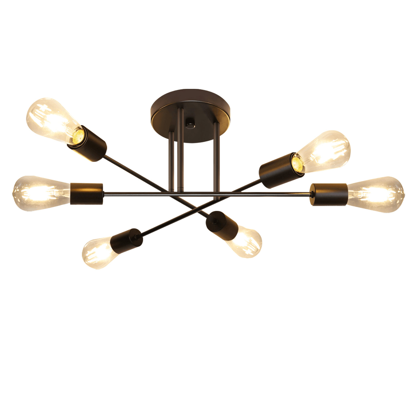 NETTLIFE Vintage - kattovalaisin, 6 lamppua, teollinen, olohuone, E27Kattokruunu, musta, makuuhuoneen lamppu, maalaistyylinen, ruokapöydän lamppu – Nettlife