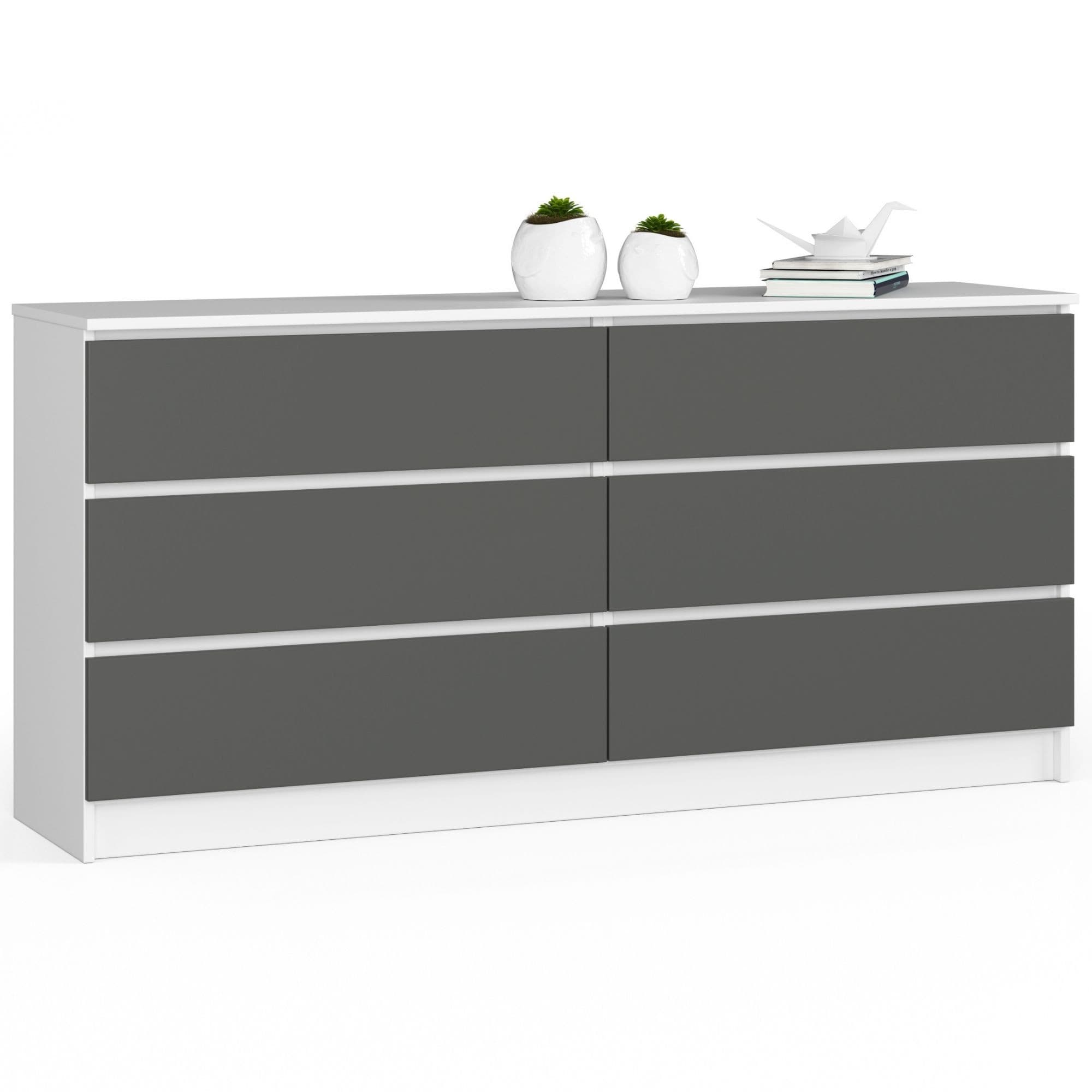 Akord Senkki 6 Laatikkoa Valkoinen/Harmaa Grafiitti 160x40x77 – Akord