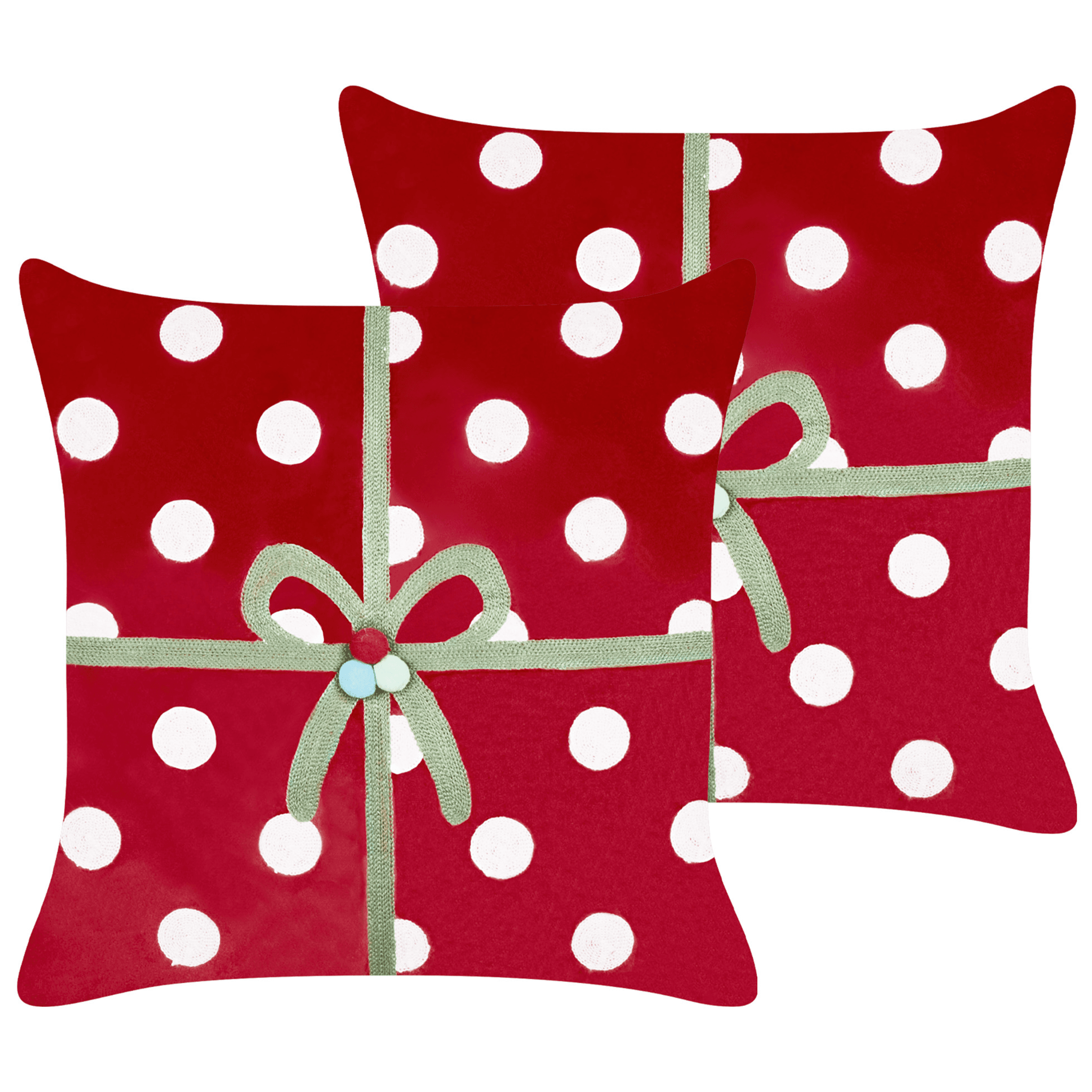 Koristetyynysetti 2 kpl GUMDROP sametti 45 x 45 cm Punainen Joulukuvio