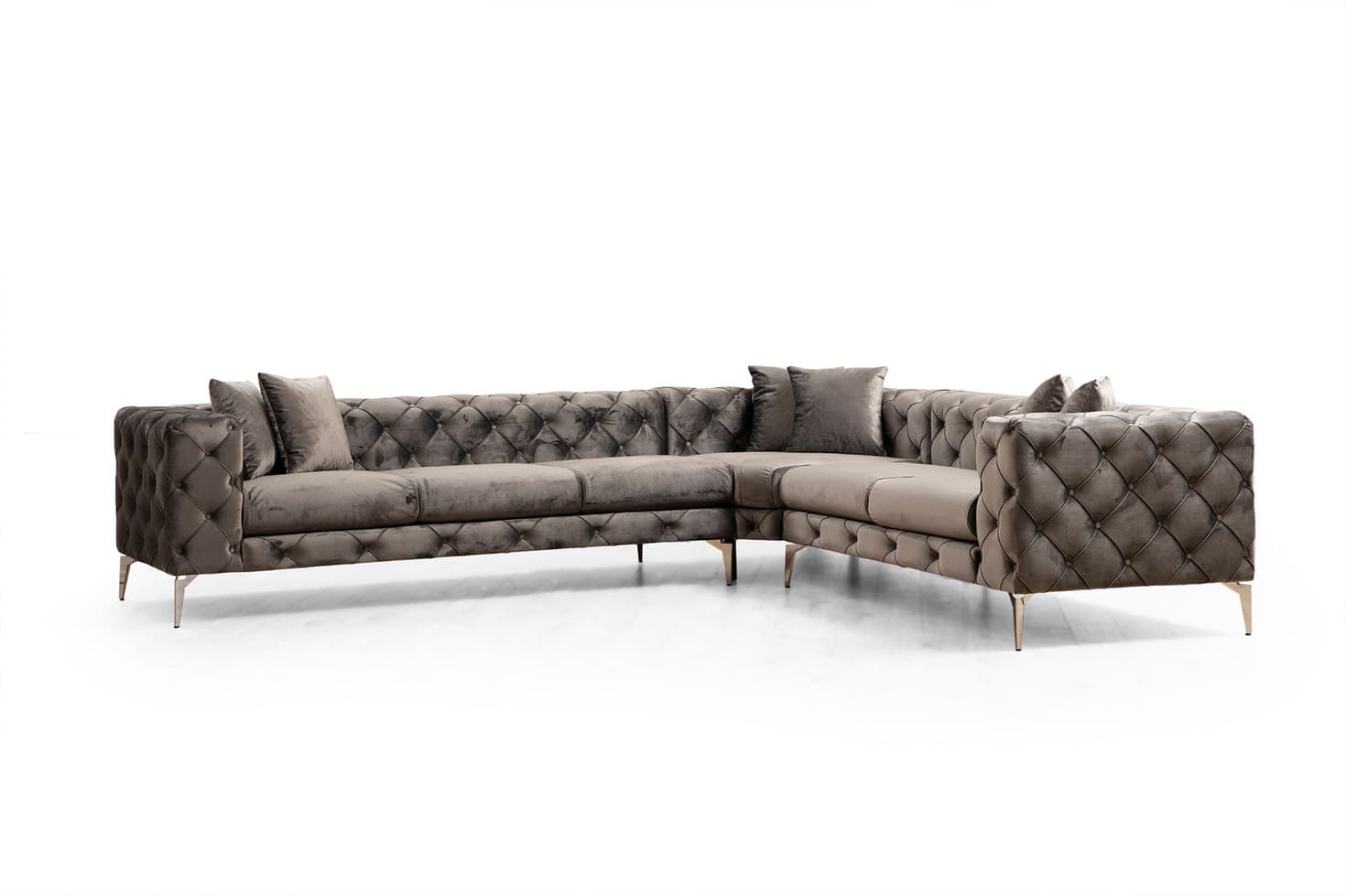 Norda Design moderni kulmasohva, antrasiitti, 310 x 270 cm | pyökkirunko, 100 % polyesteri, sisältää 6 tyynyä