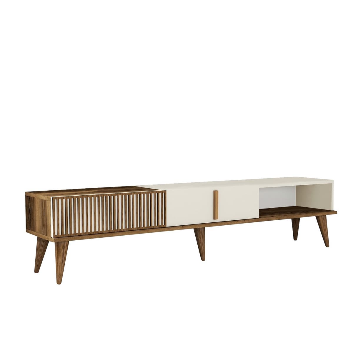 Norda Design Moderni TV-taso, pähkinä ja kerma, 180 cm | 100 % melamiinipäällystetty, 18 mm paksu, seinäkiinnitettävä, 30 kg – Norda Design