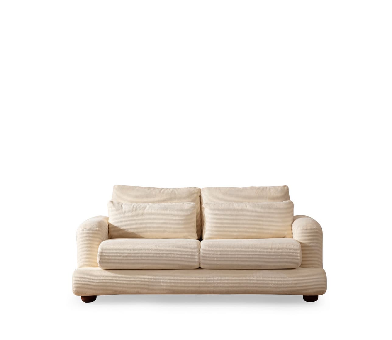 Norda Design Beige 2-istuttava sohva, pyökkipuinen runko, 100 % polyesteri, 200 x 105 x 90 cm | pehmeä vaahtomuovi ja kannettavat tyynyt