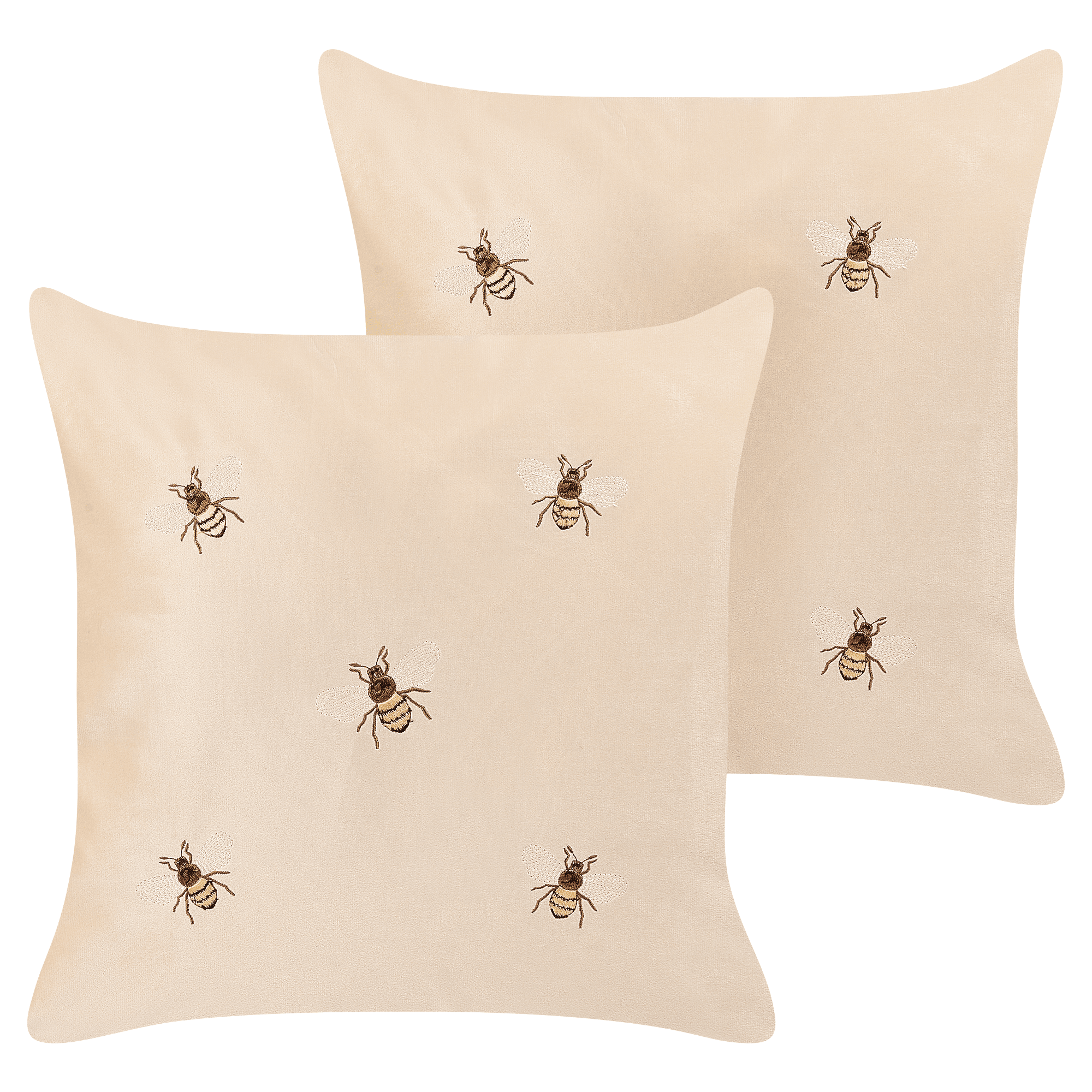 Koristetyynysetti 2 kpl TALINUM sametti 45 x 45 cm Beige Eläinkuvio – Beliani