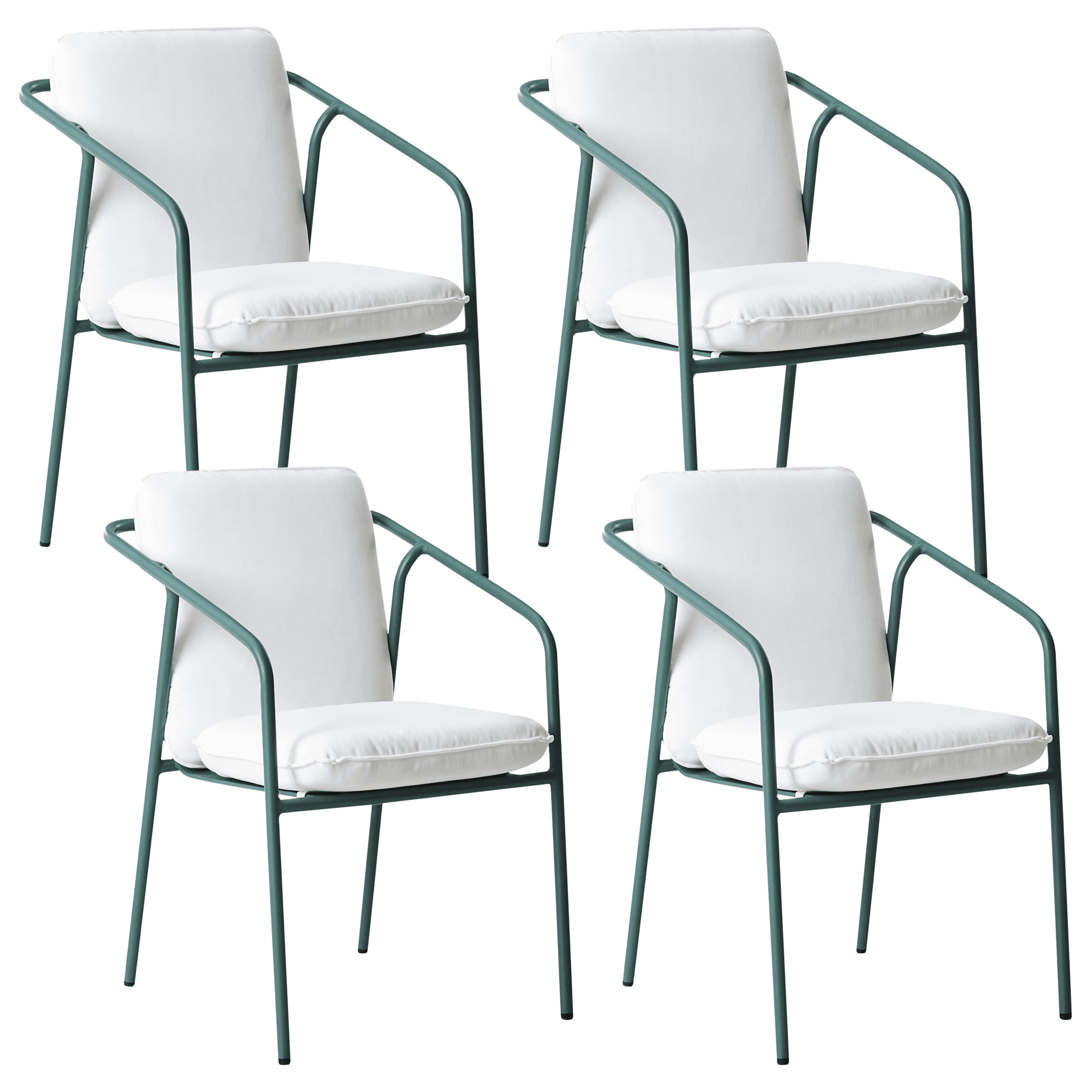 Puutarhatuolisetti pehmusteilla 4 kpl ASCIANO metalli Vihreä