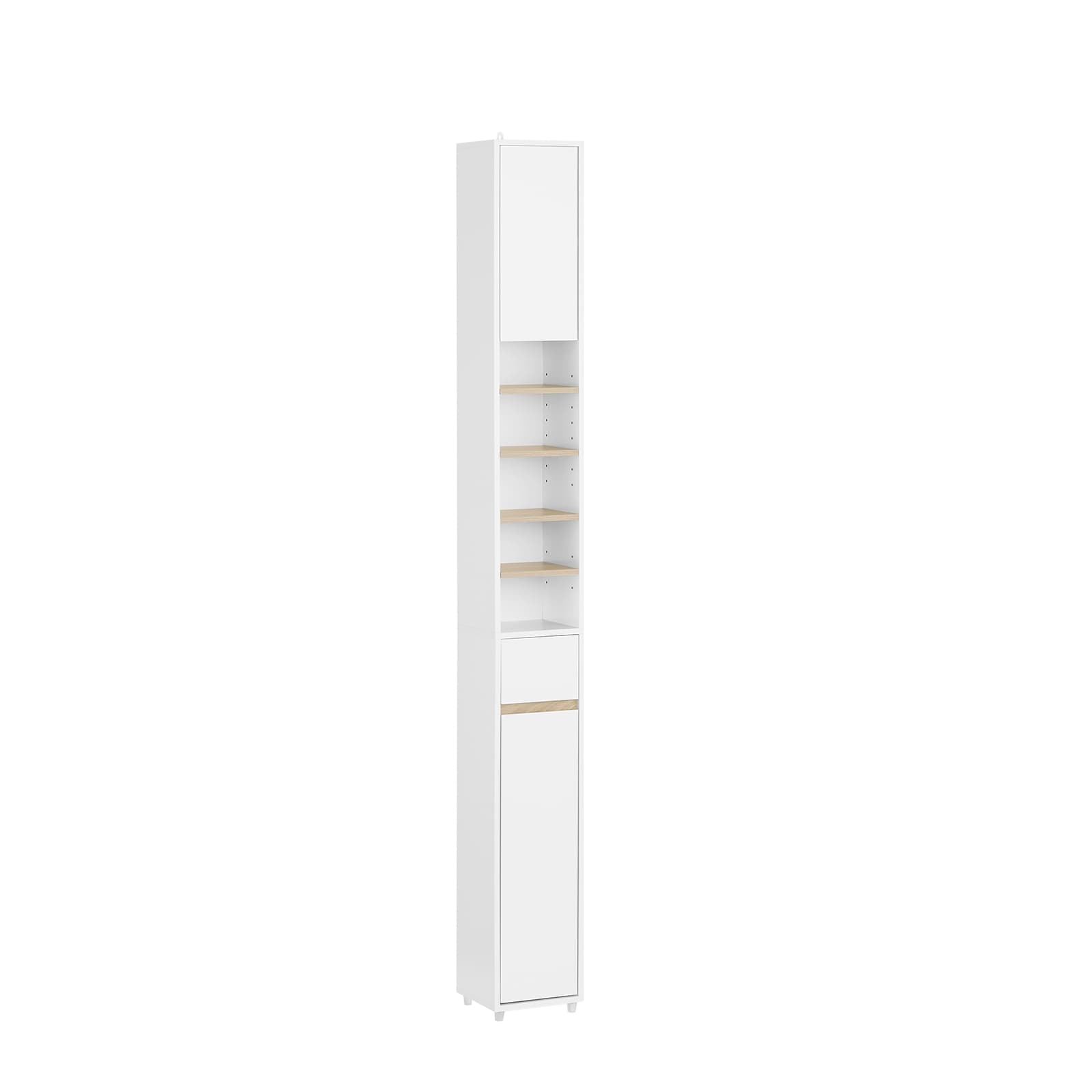 SoBuy Korkea kaappi 2-ovinen laatikko BZR34-WN valkea-luonnonvalkoinen