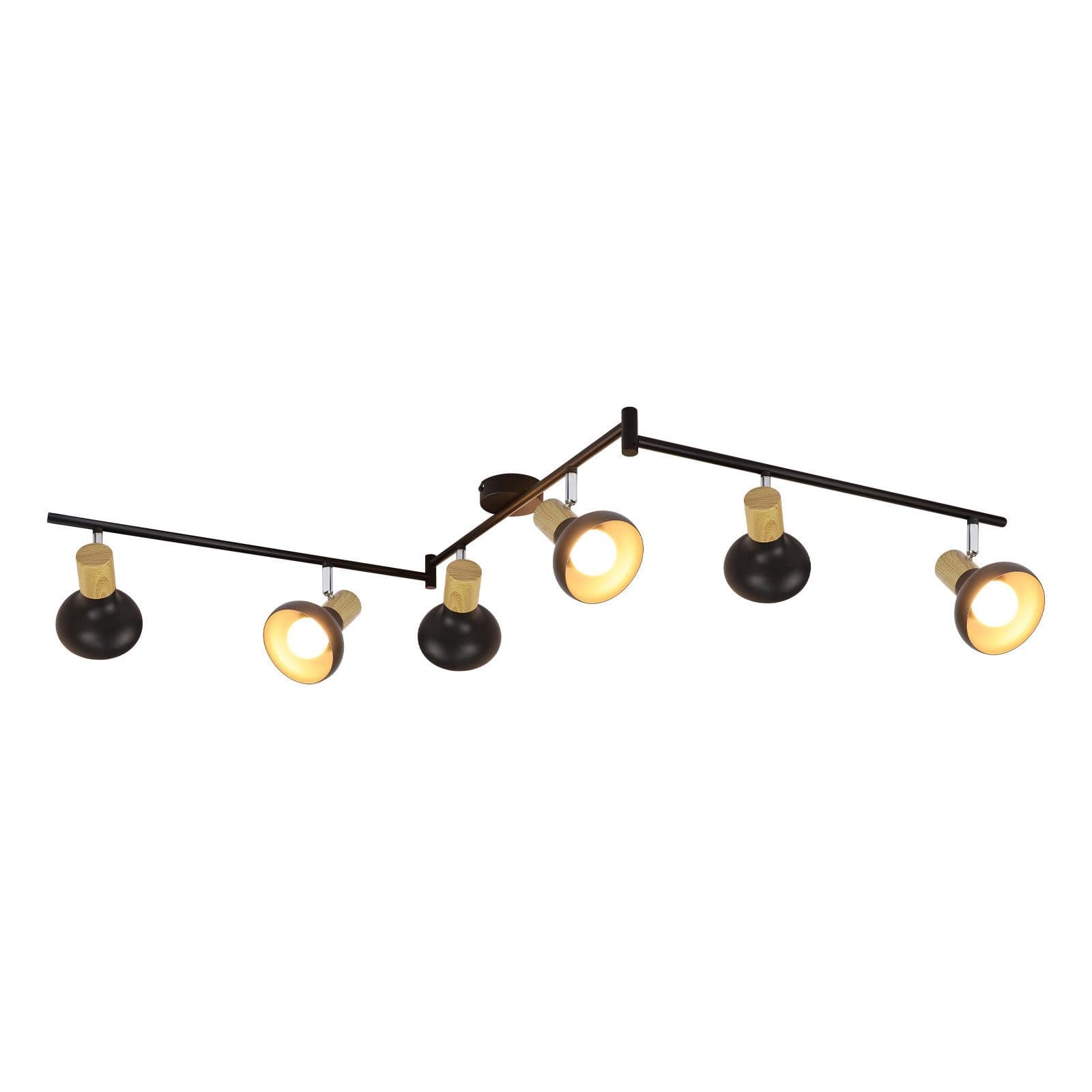 NETTLIFE Vintage - kattospottivalaisin E14 Sisäkäyttöön 350° säädettävä musta 350° kääntyvä teollisuuskäyttöön 6 liekkiä pyöreä – Nettlife