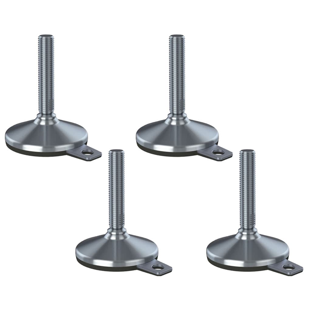 Ruostumaton tasoitusjalka M20x100, 105 mm:n pohja ja tärinänvaimennustyyny, 8800 kg – 4 kpl:n sarja