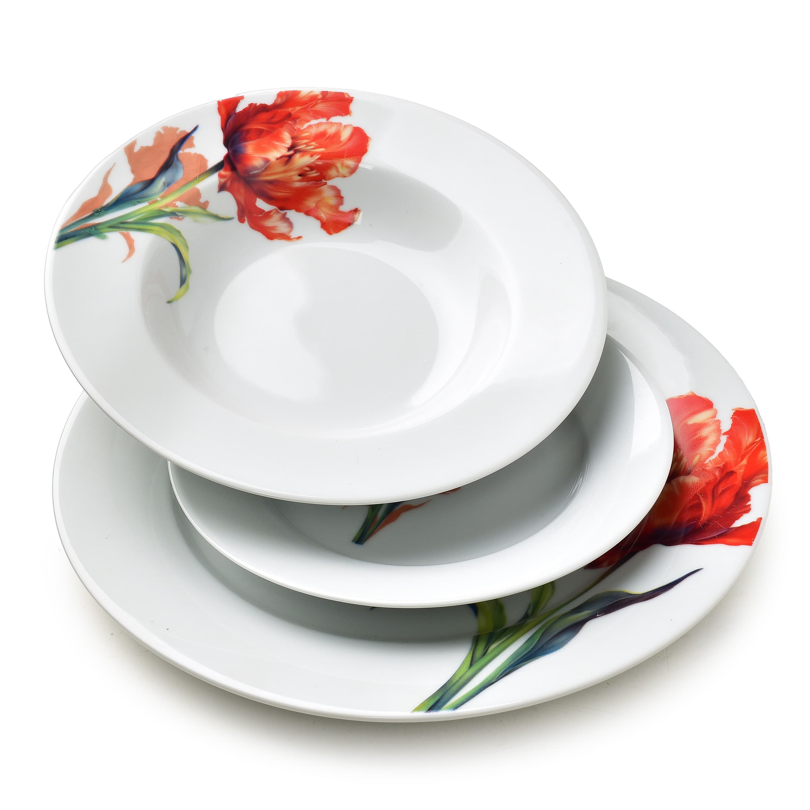 Astiasto posliini MONDEX LEA TULIP 27/21,8/19,2 cm valk./pun. 18 osaa – MONDEX