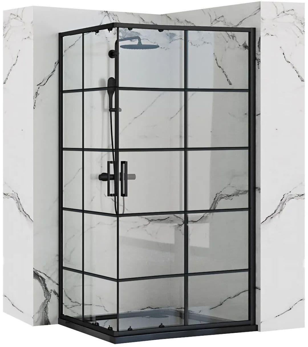 REA Suihkukaappi CONCEPT 80x100 Musta, 80X100X190CM + suihkuallas