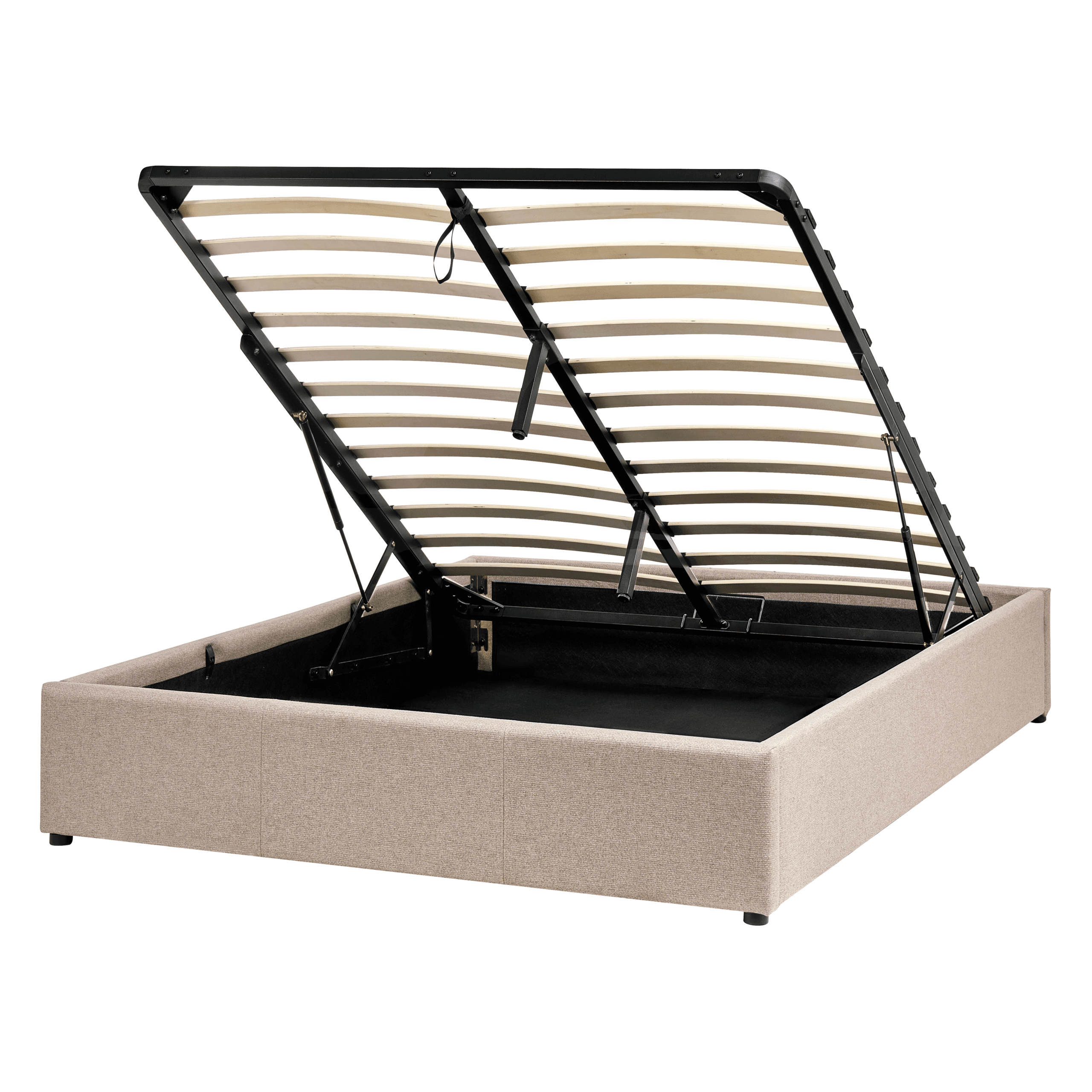 Sänky säilytystilalla ilman sängynpäätyä kangas DINAN 140 x 200 cm Vaaleanruskea – Beliani