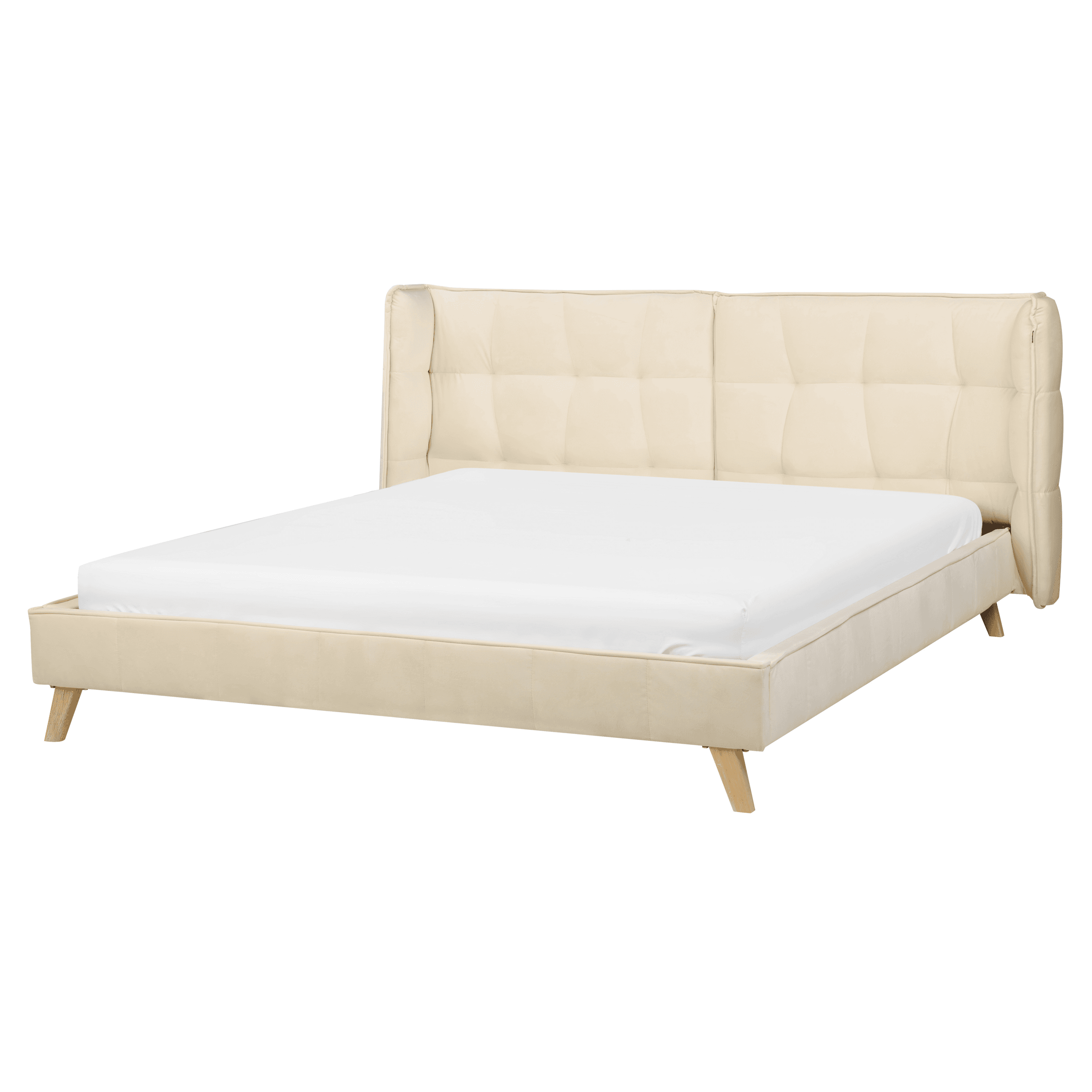 Sänky sametti SENLIS 160 x 200 cm Beige – Beliani