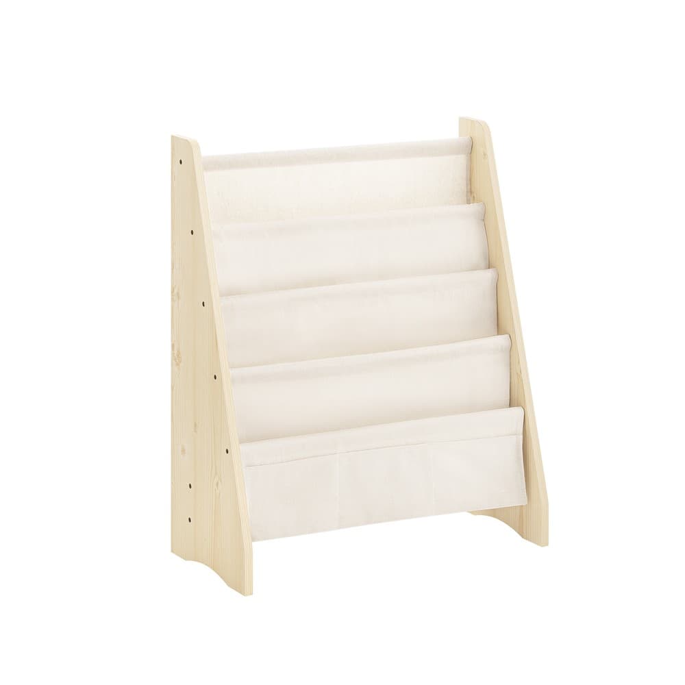 SoBuy Montessori-hylly 4-tasoinen luonnonpuinen lastenkirjahylly KMB50-N