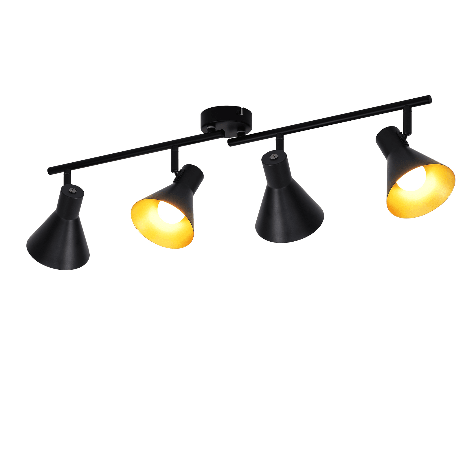 NETTLIFE 4 spottivalaisin kattovalaisin olohuoneeseen musta vintage 71CM E14 metalli 330° kääntyvä teollinen makuuhuoneeseen keittiöön eteiseen – Nettlife