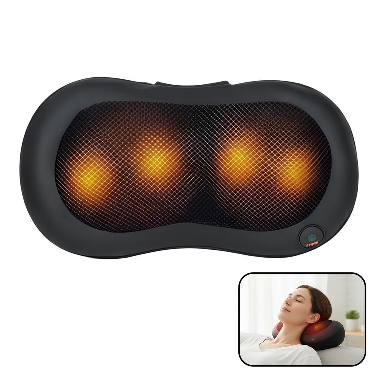 Sähköinen hierontatyyny 24W, lämmityksellä ja LED-valolla, ergonominen