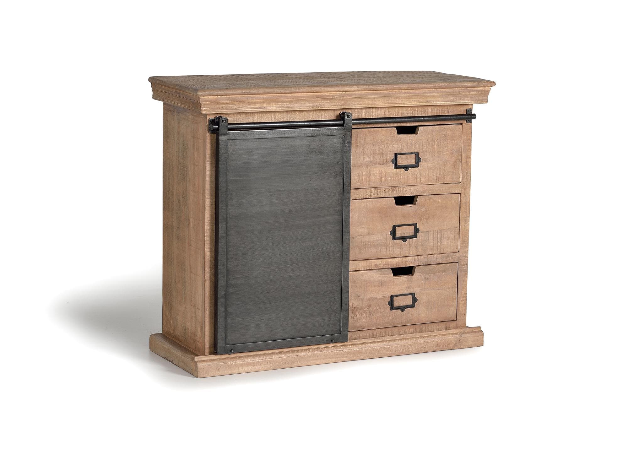 Teollisuustyylinen lipasto mangopuusta metalliyksityiskohdilla – Giner y Colomer