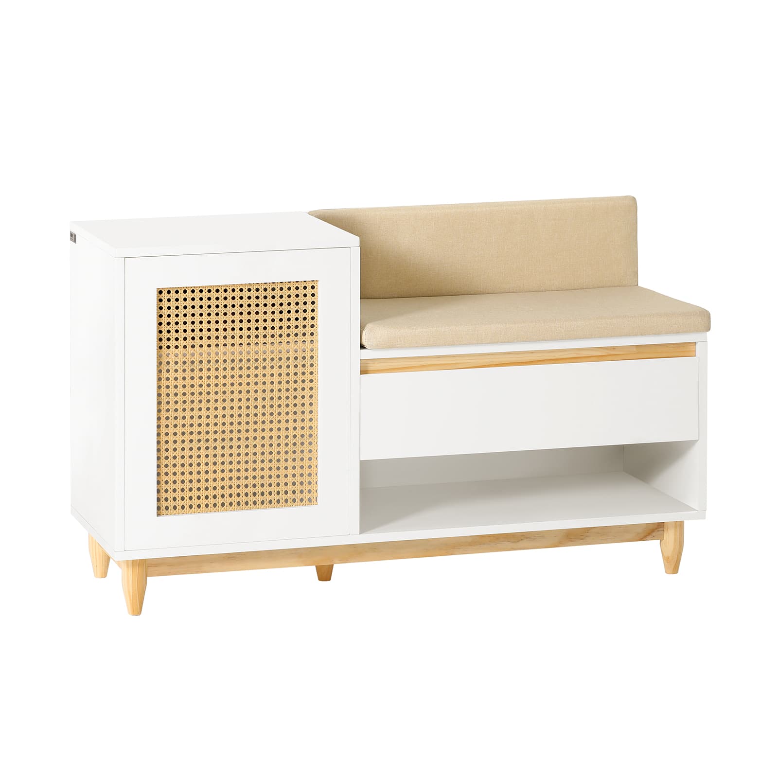 SoBuy Säilytyspenkki FSR128-W luonnonvalkoinen puukuitulevyllä – SoBuy