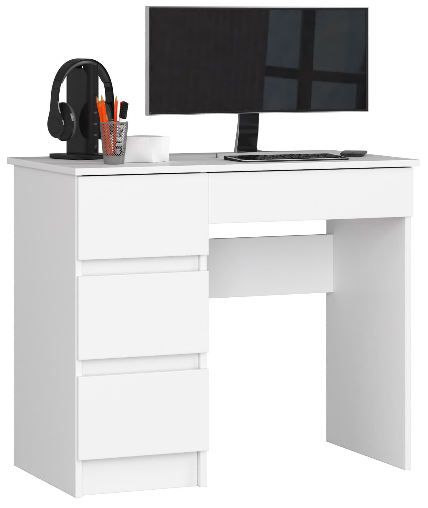 Akord Kirjoituspöytä 3 laatikkoa Vasen Valkoinen 90x50x77