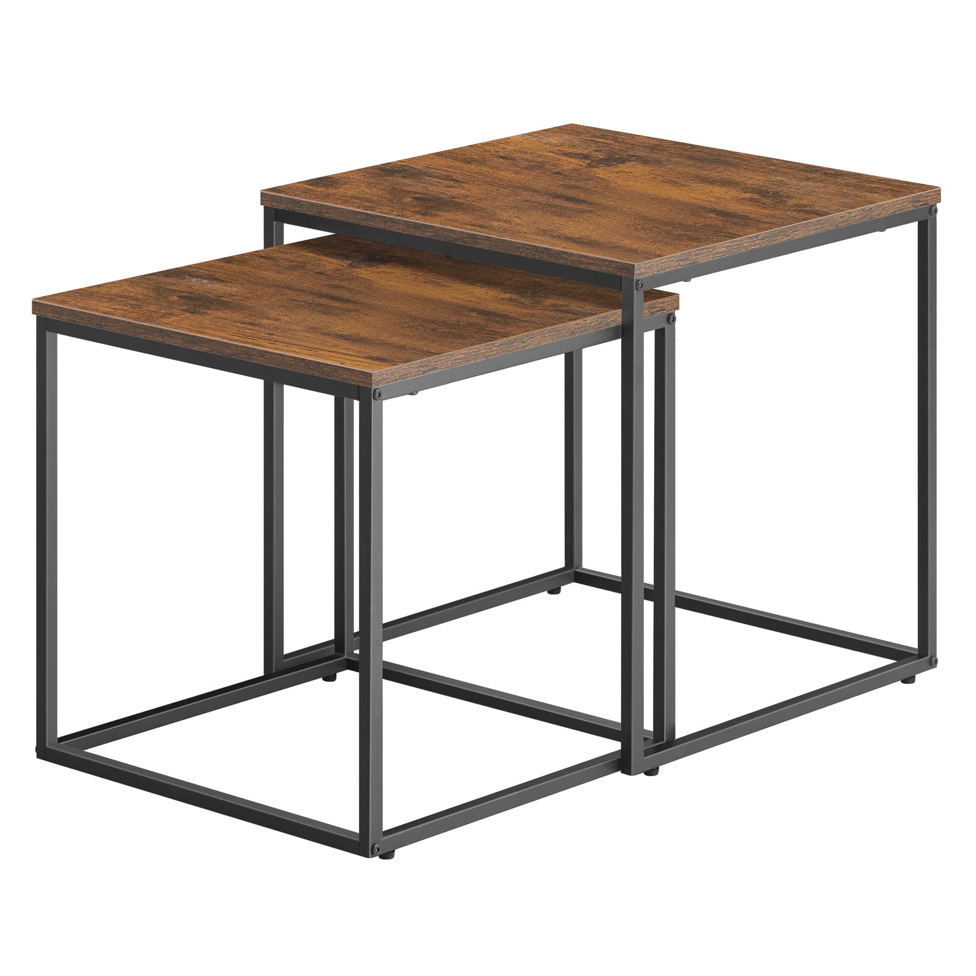 Neliönmuotoinen sohvapöytä, 2 osaa - rustiikkiset / mustat jalat – INNE