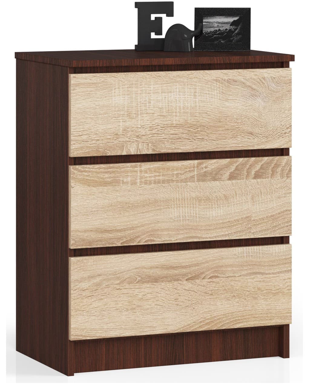 Akord Lipasto 3 laatikkoa Wenge/Sonoma-tammi 60x40x77 – Akord
