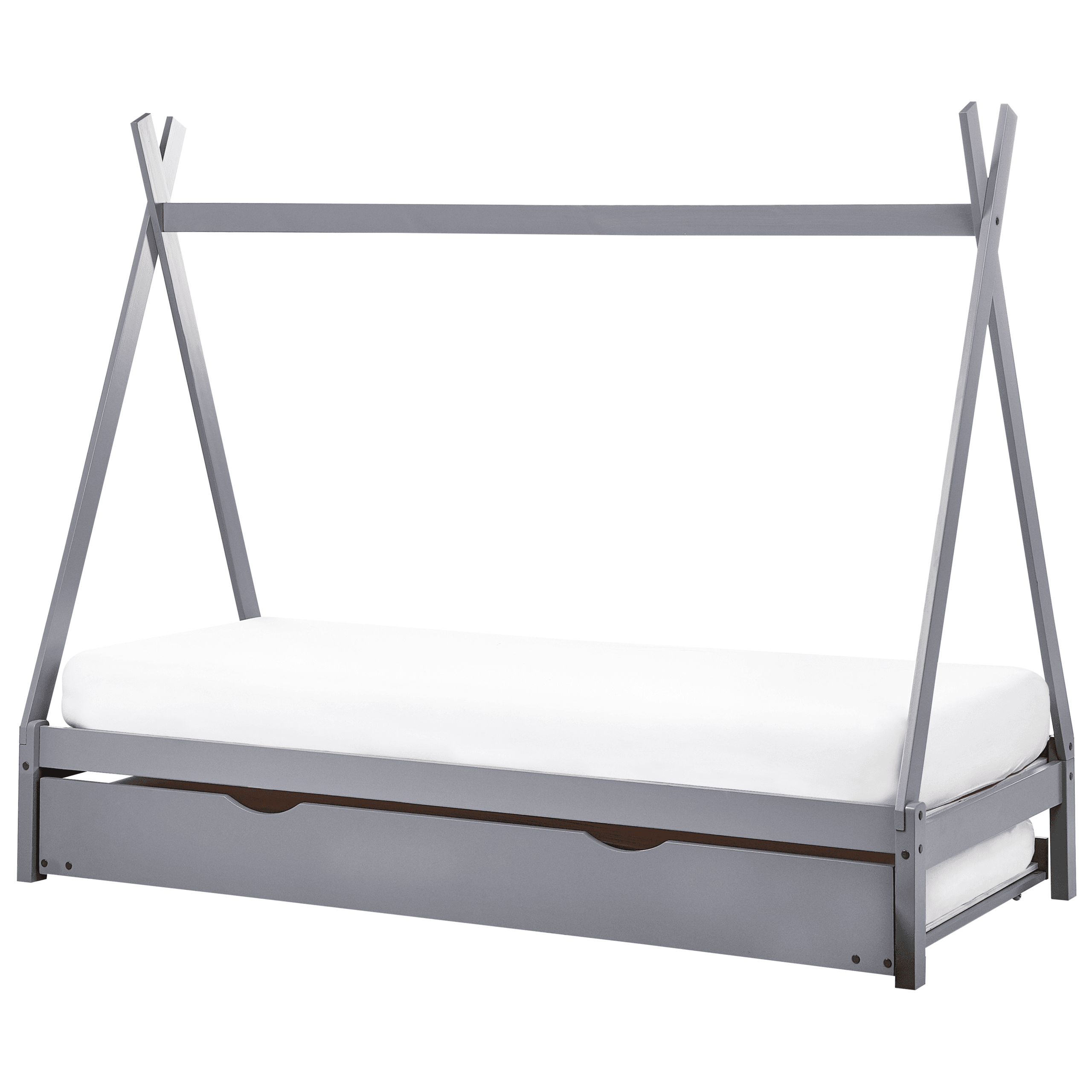 Lastensänky lisävuoteella mänty TALMONTIERS  90 x 200 cm Harmaa – Beliani