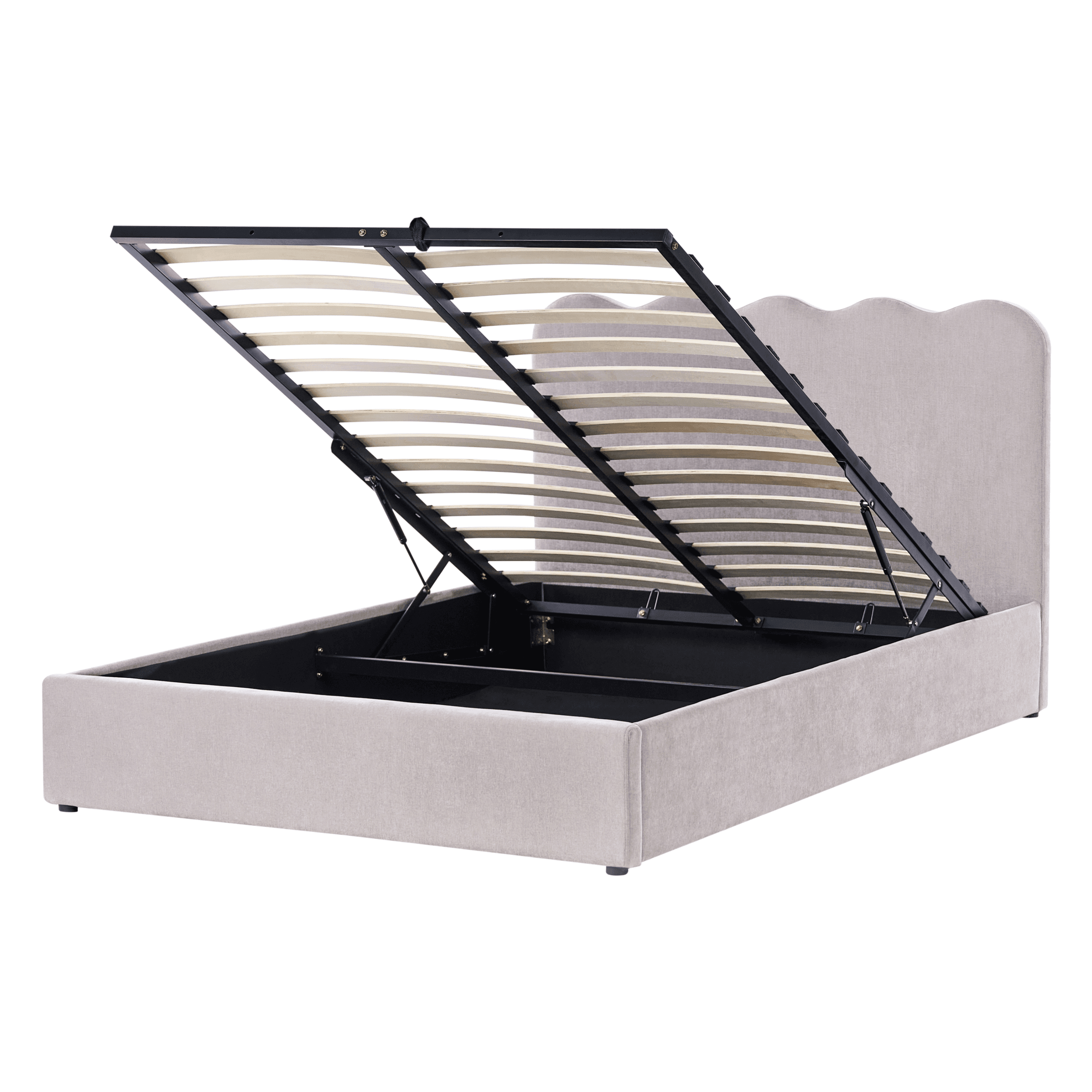 Sänky säilytystilalla kangas NANTERRE 140 x 200 cm Beige – Beliani