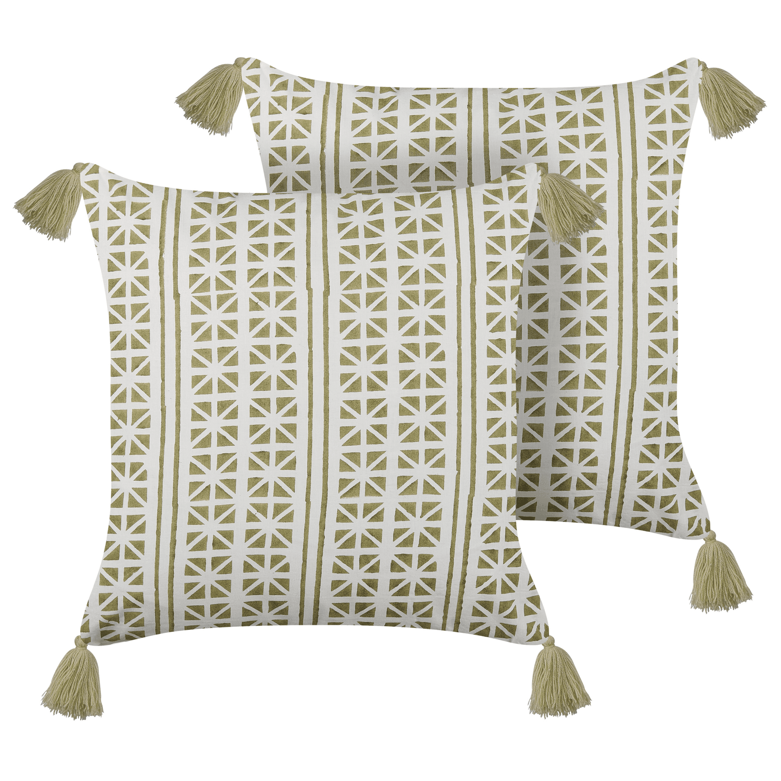 Koristetyynysetti 2 kpl SYRINGA puuvilla 45 x 45 cm Vihreä Geometrinen kuvio