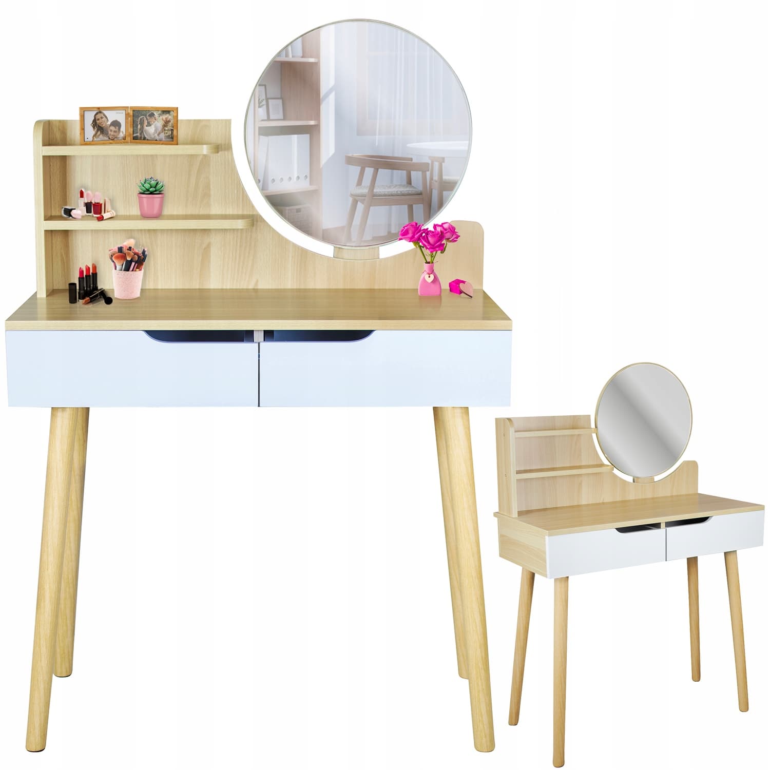 Skandinaavinen meikkipöytä peilillä SCANDI