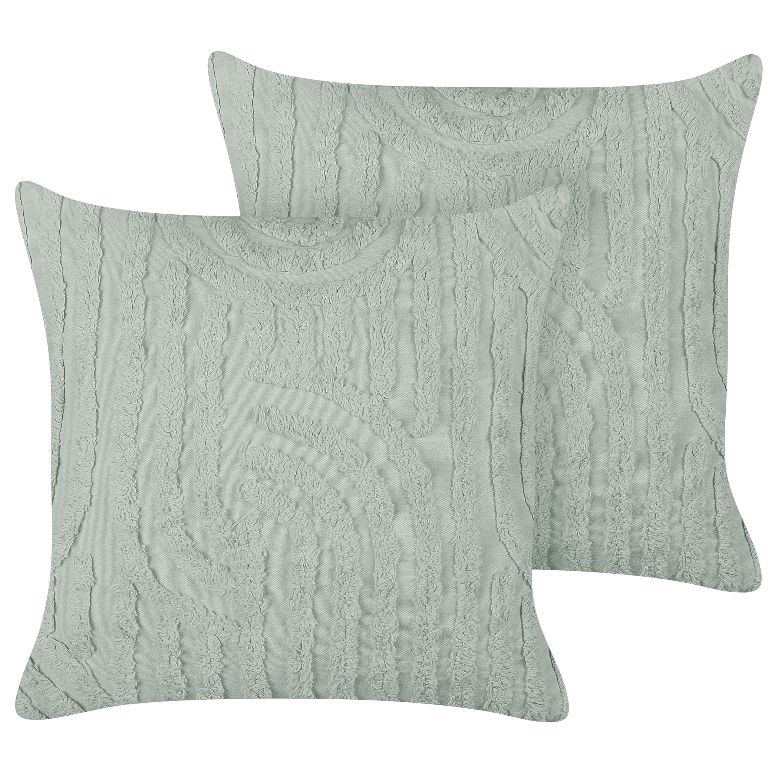 Koristetyynysetti 2 kpl TELLIMA puuvilla 45 x 45 cm Mintunvihreä Geometrinen kuvio – Beliani