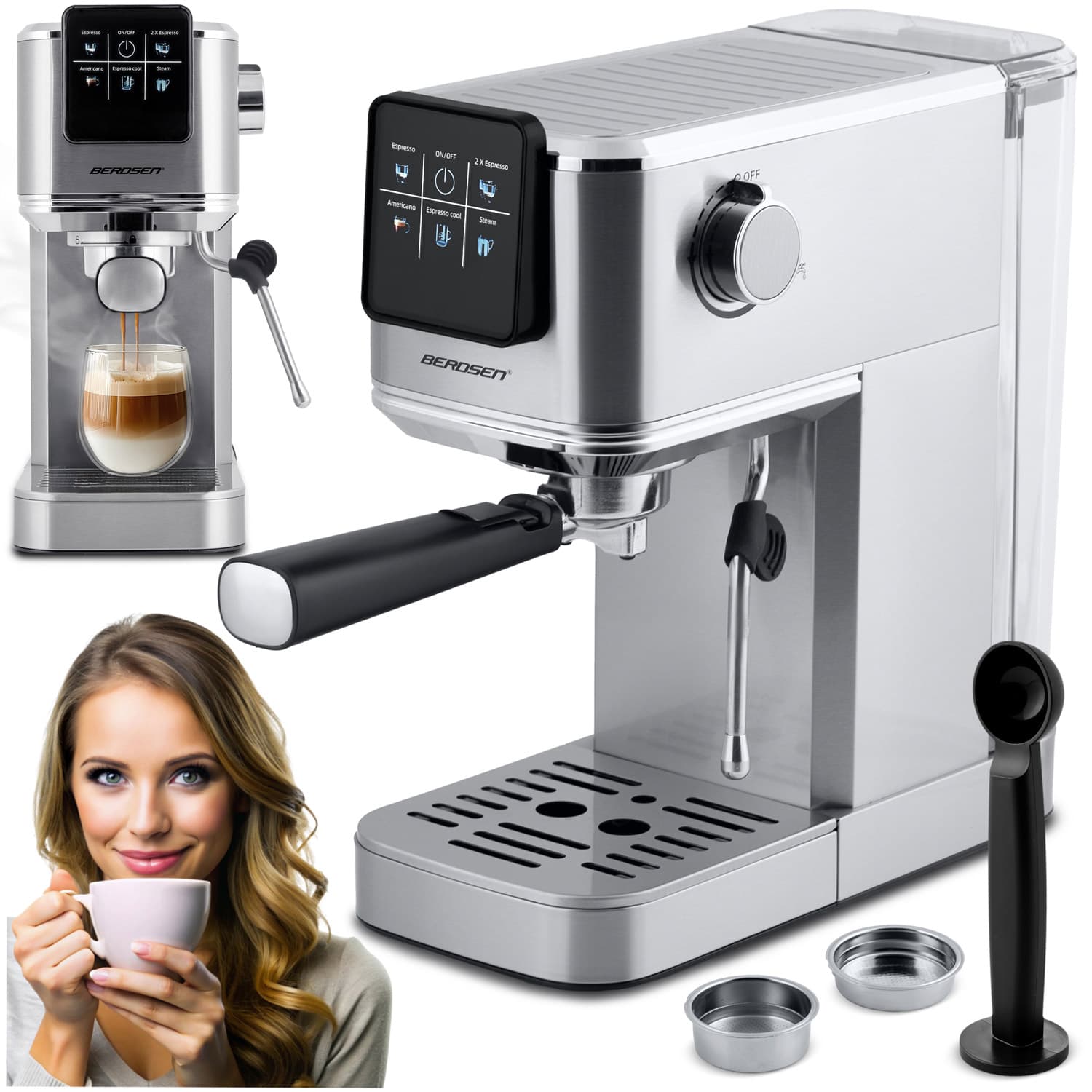 Berdsen BD-770 20 baarin espressokone, hopea
