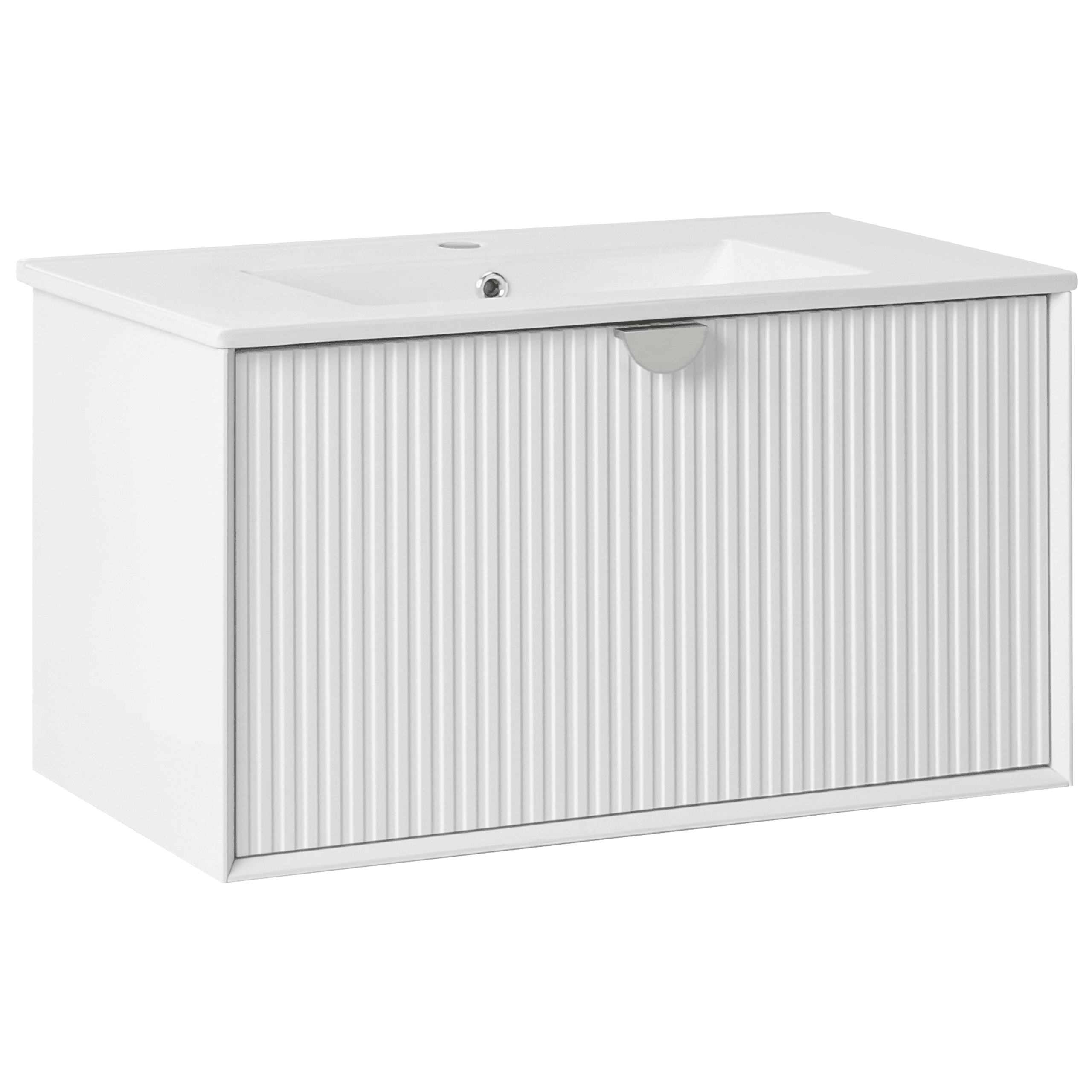 Seinäallaskaappi pesualtaalla BONAIRE 80 cm Valkoinen – Beliani