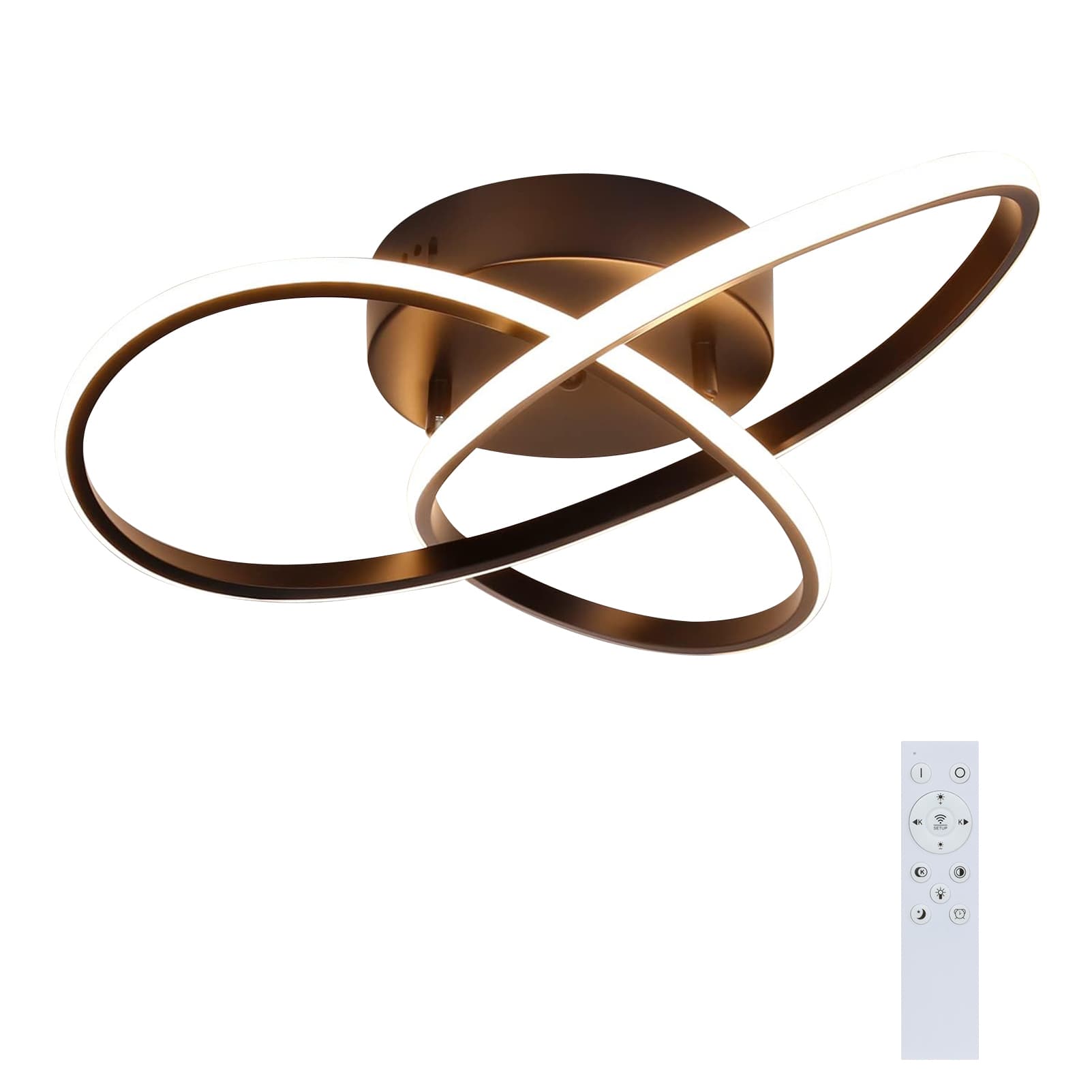 NETTLIFE himmennettävä LED - kattovalaisin, 33W, musta lamppu Kaukosäätimellä moderni, makuuhuonevalaisin 40cm olohuoneeseen Keittiöön Käytävään – Nettlife