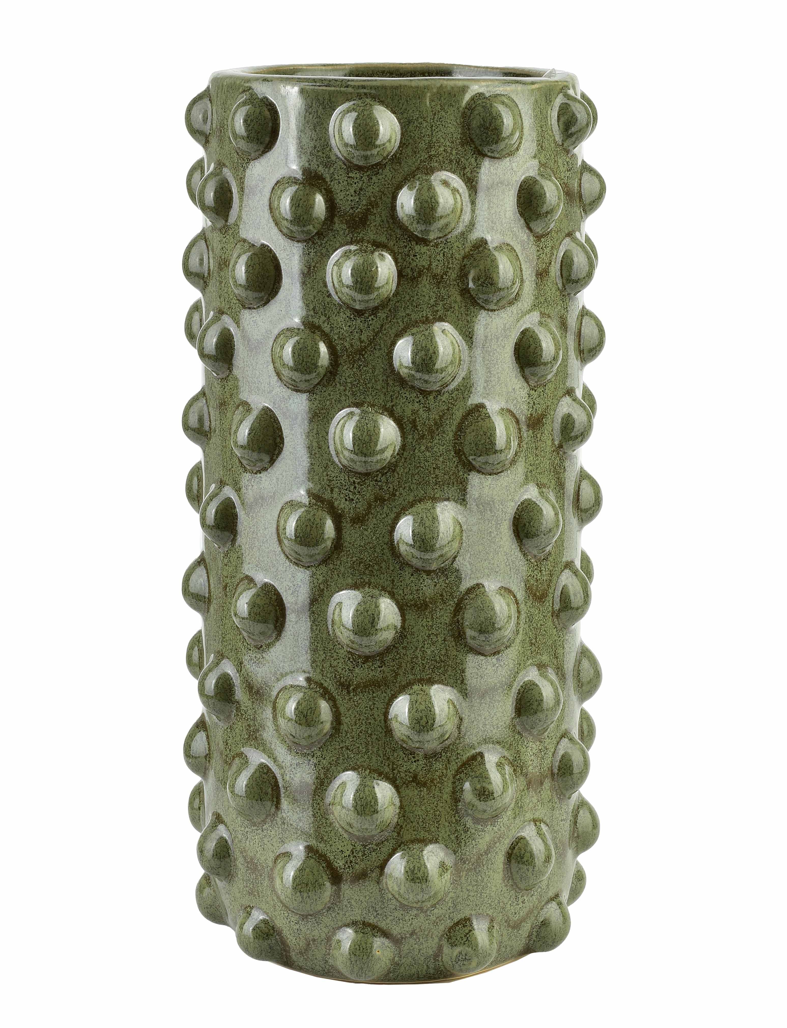 MONDEX keramiikkamaljakko, vihreä, kuplapinta, 13 x 13 x 31 cm – MONDEX