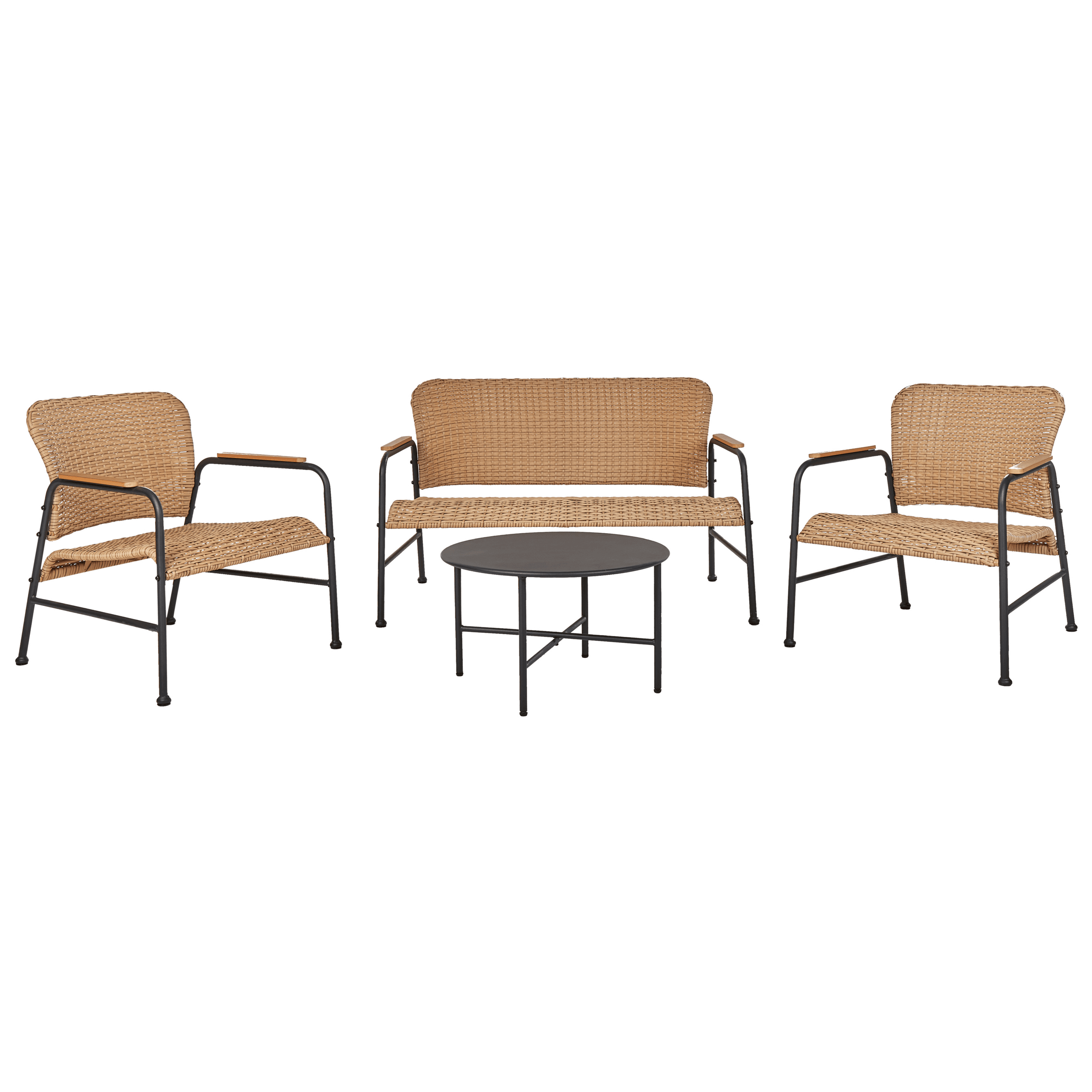 Ulkosohvaryhmä pöydällä 4-istuttava OFANTO polyrottinki Luonnonväri – Beliani