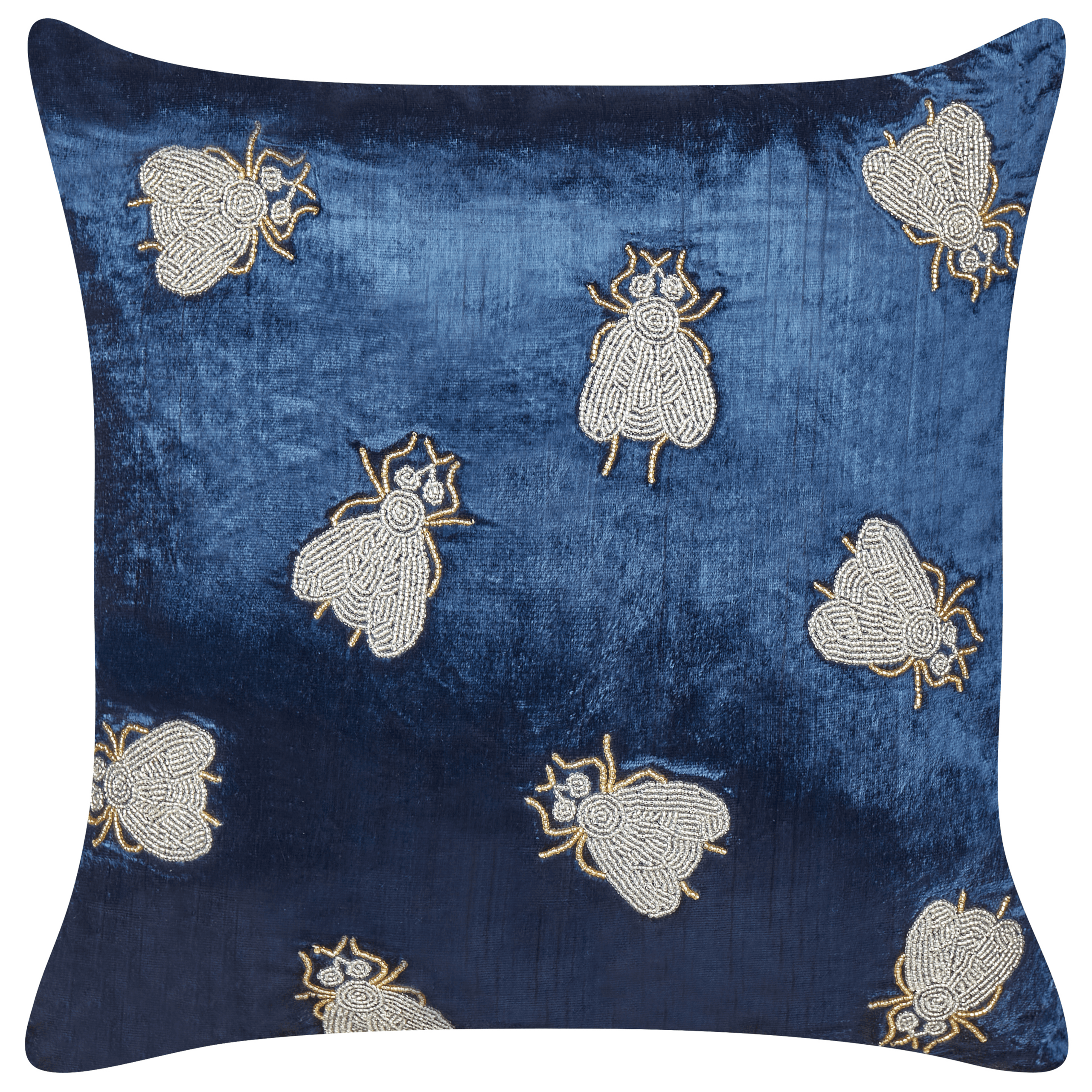 Koristetyyny PENTAS sametti 45 x 45 cm Laivastonsininen Eläinkuvio – Beliani