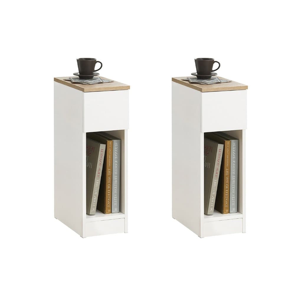 SoBuy Yöpöytä 1-laatikko valkoista lastulevyä moderni design FBT111-WNx2