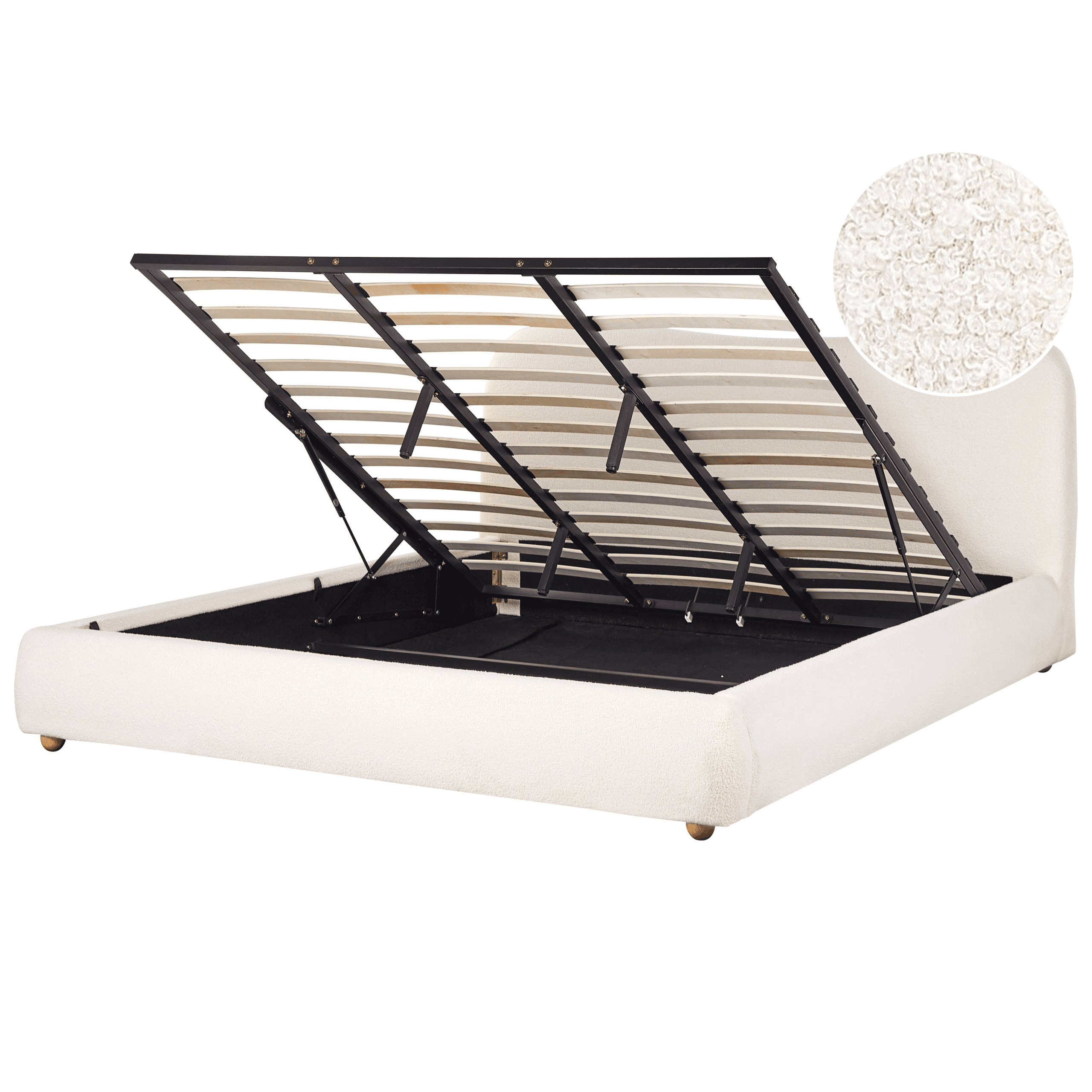 Sänky säilytystilalla buklee BLAGNAC 180 x 200 cm Luonnonvalkoinen – Beliani