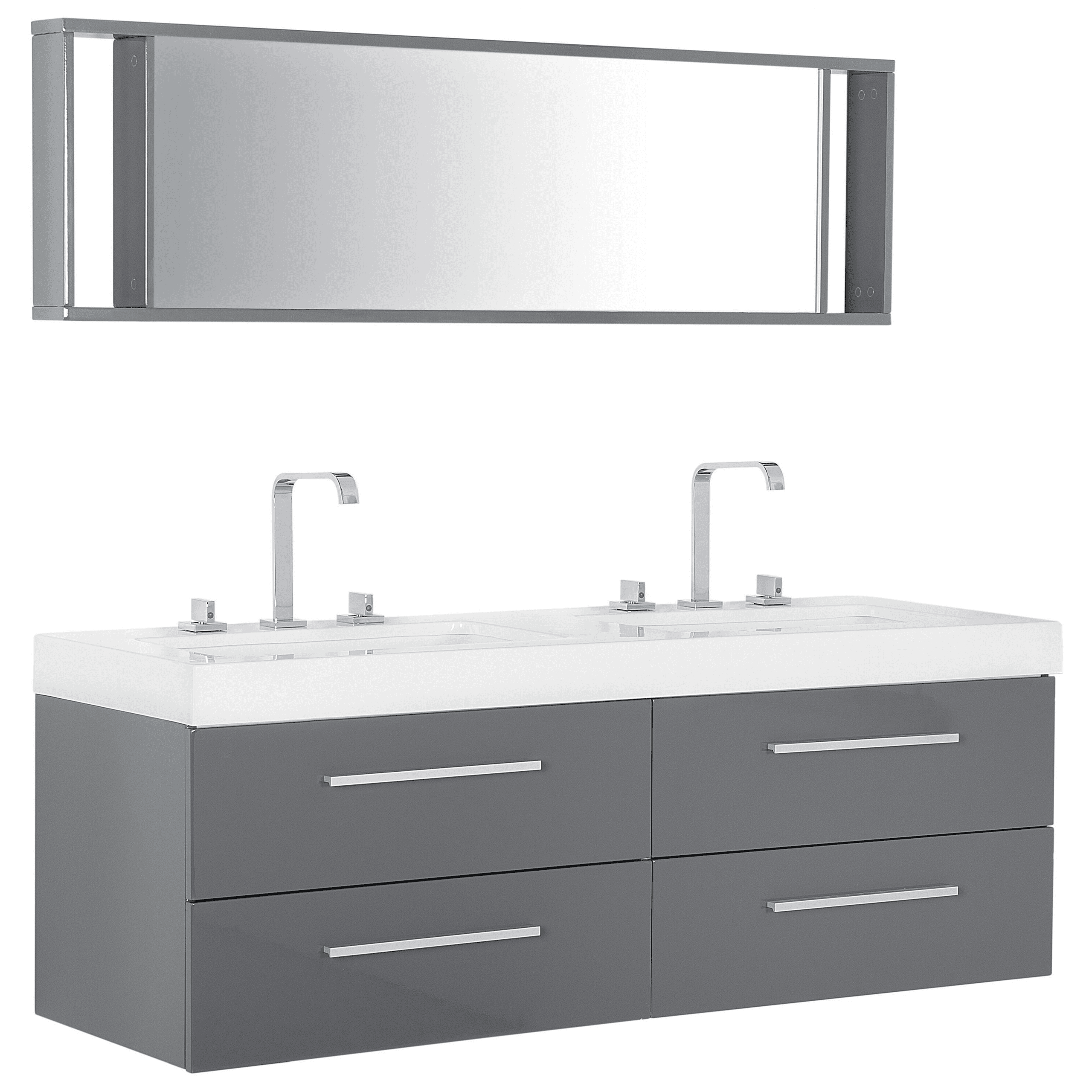 Kylpyhuoneen kalustesetti MALAGA 140 cm Harmaa – Beliani